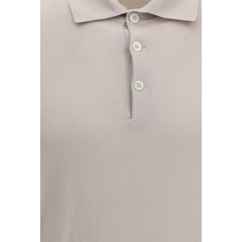 Brunello Cucinelli Beige Cotton Polo Shirt