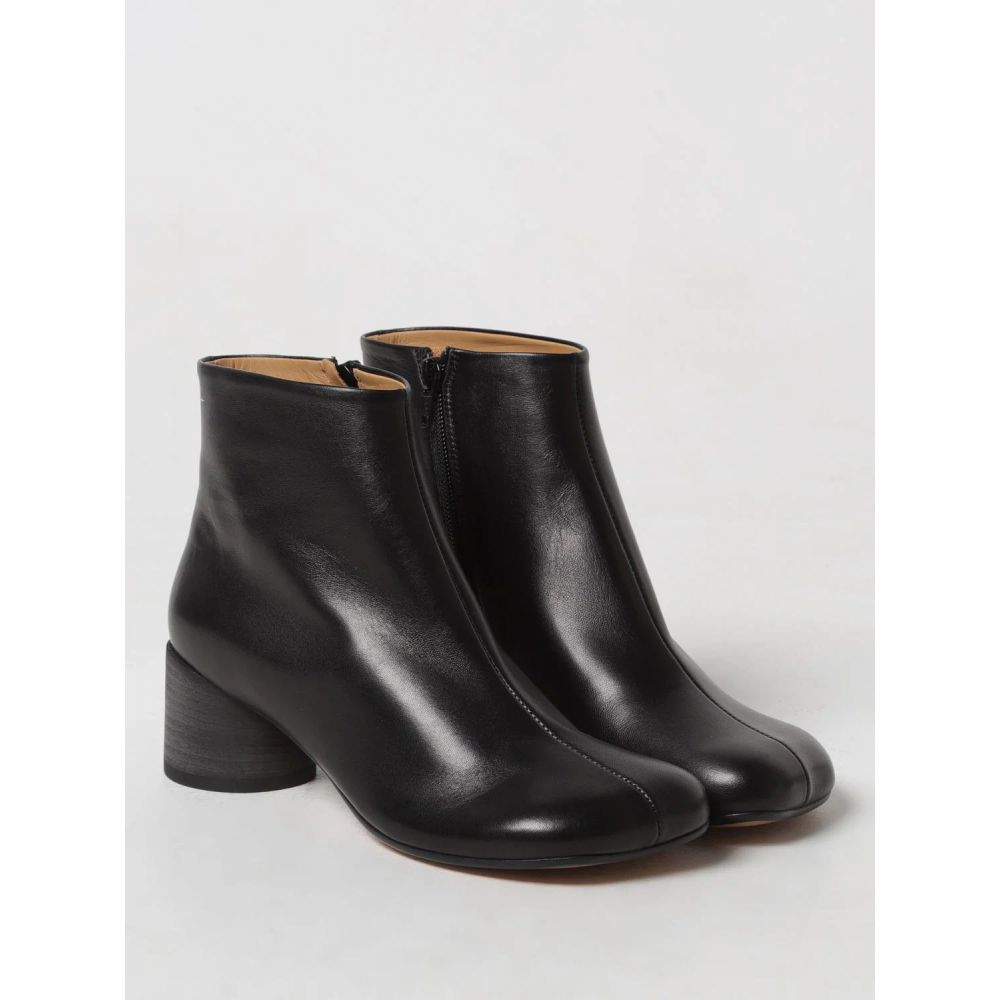 MM6 Maison Margiela Black Leather Ankle Boots