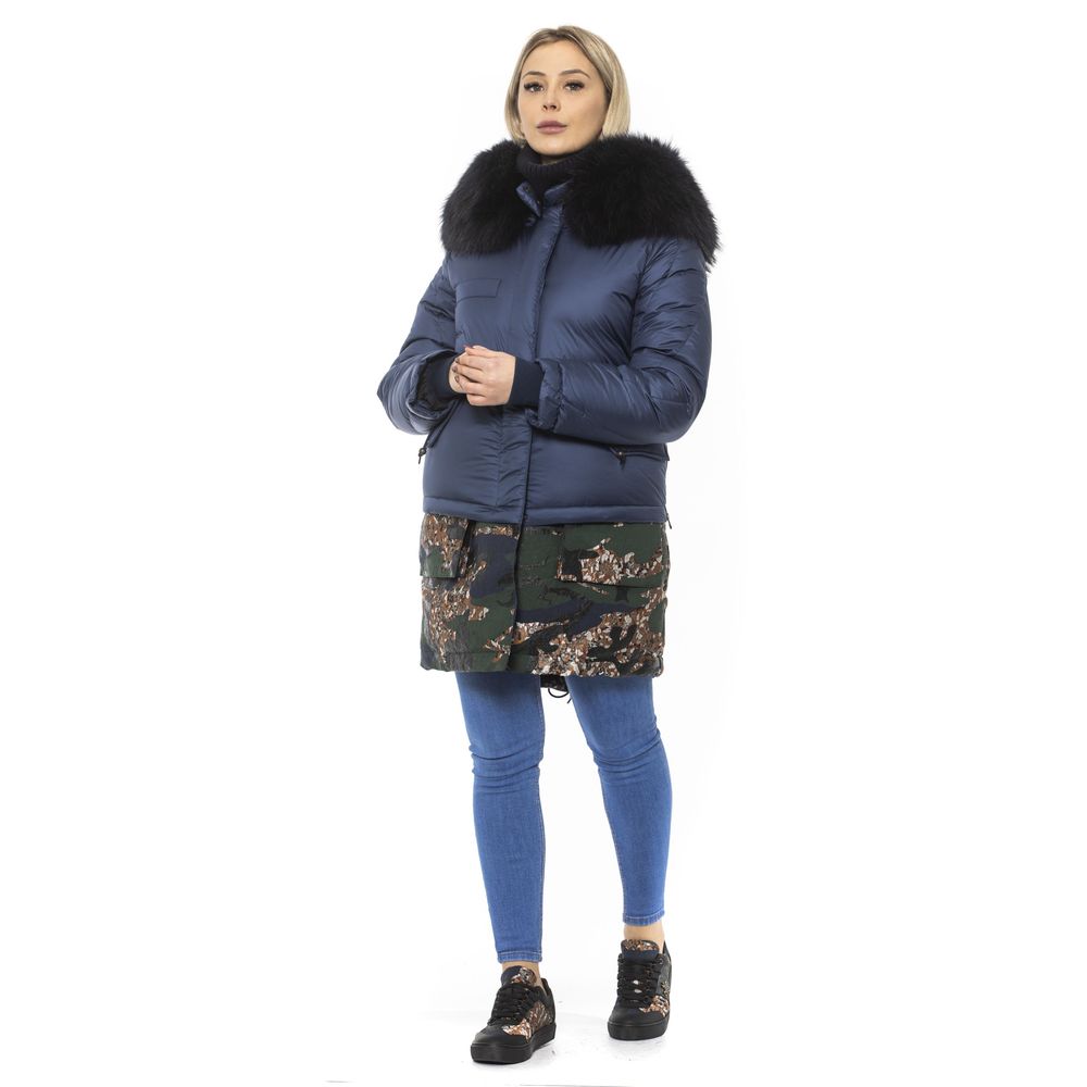 Mr&Mrs Italy Blue Poly Parka with Hood for Women