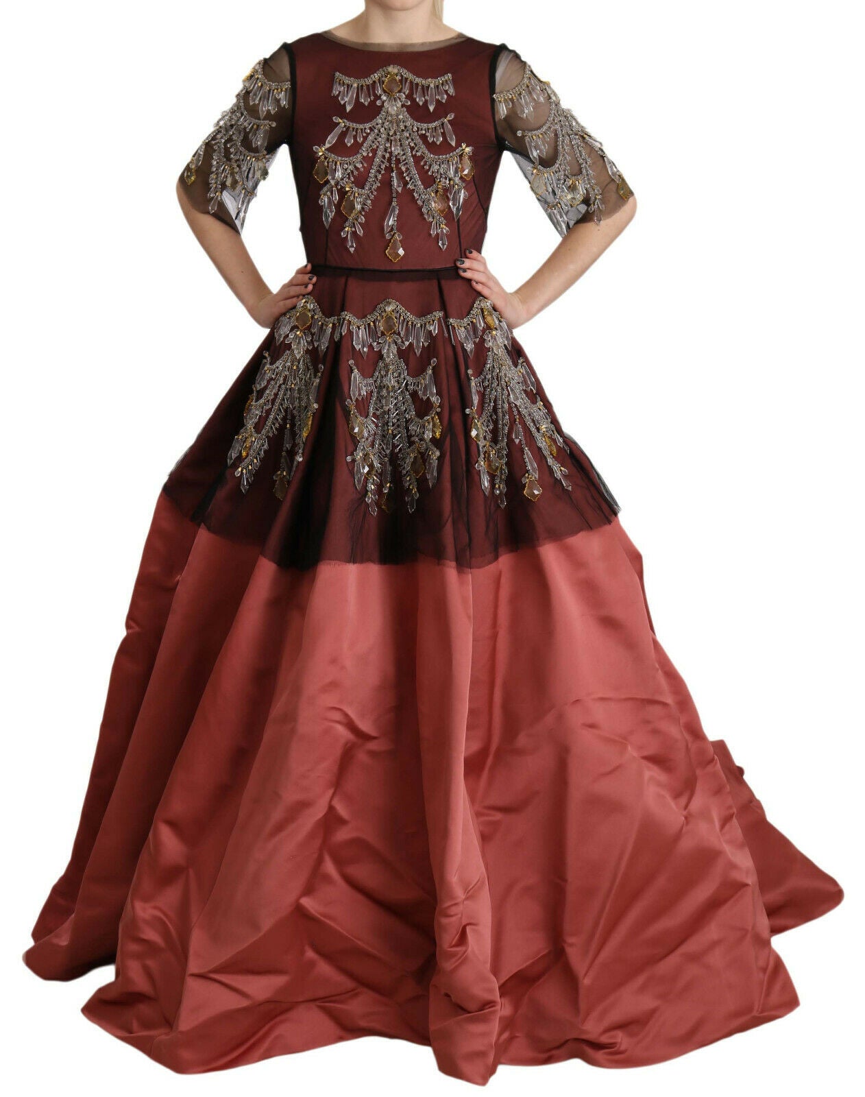 Robe princesse en soie à cristaux Dolce & Gabbana