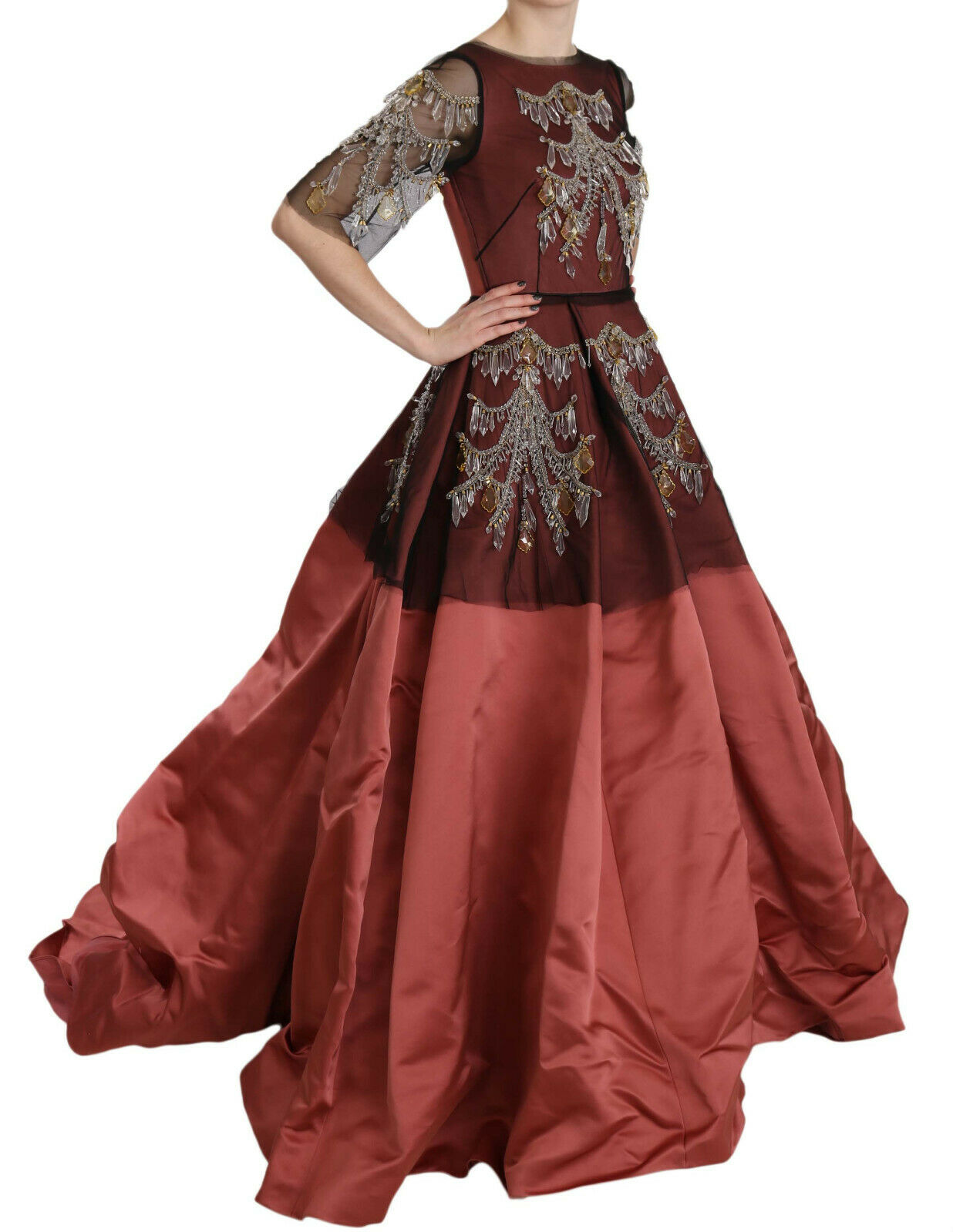 Robe princesse en soie à cristaux Dolce & Gabbana
