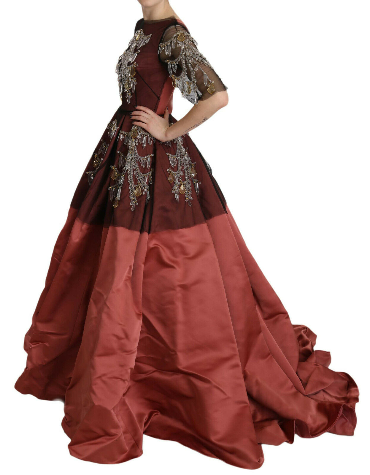 Robe princesse en soie à cristaux Dolce & Gabbana