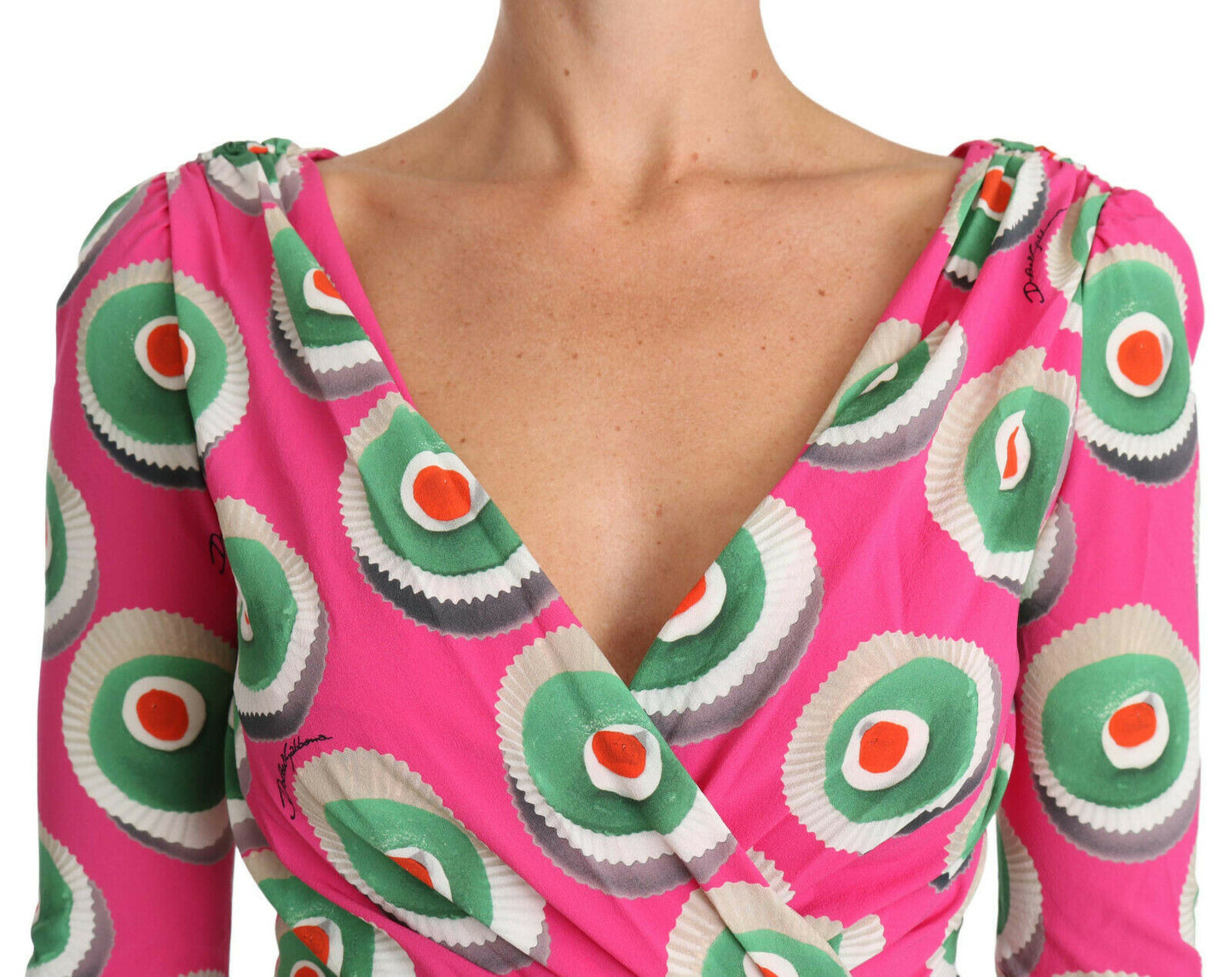 Robe fourreau extensible en soie rose Cup Cake de Dolce & Gabbana