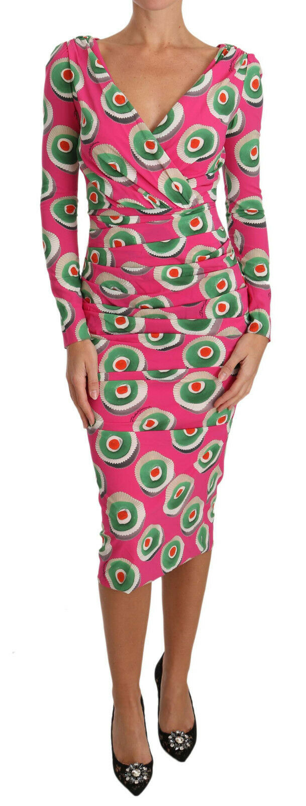 Robe fourreau extensible en soie rose Cup Cake de Dolce & Gabbana