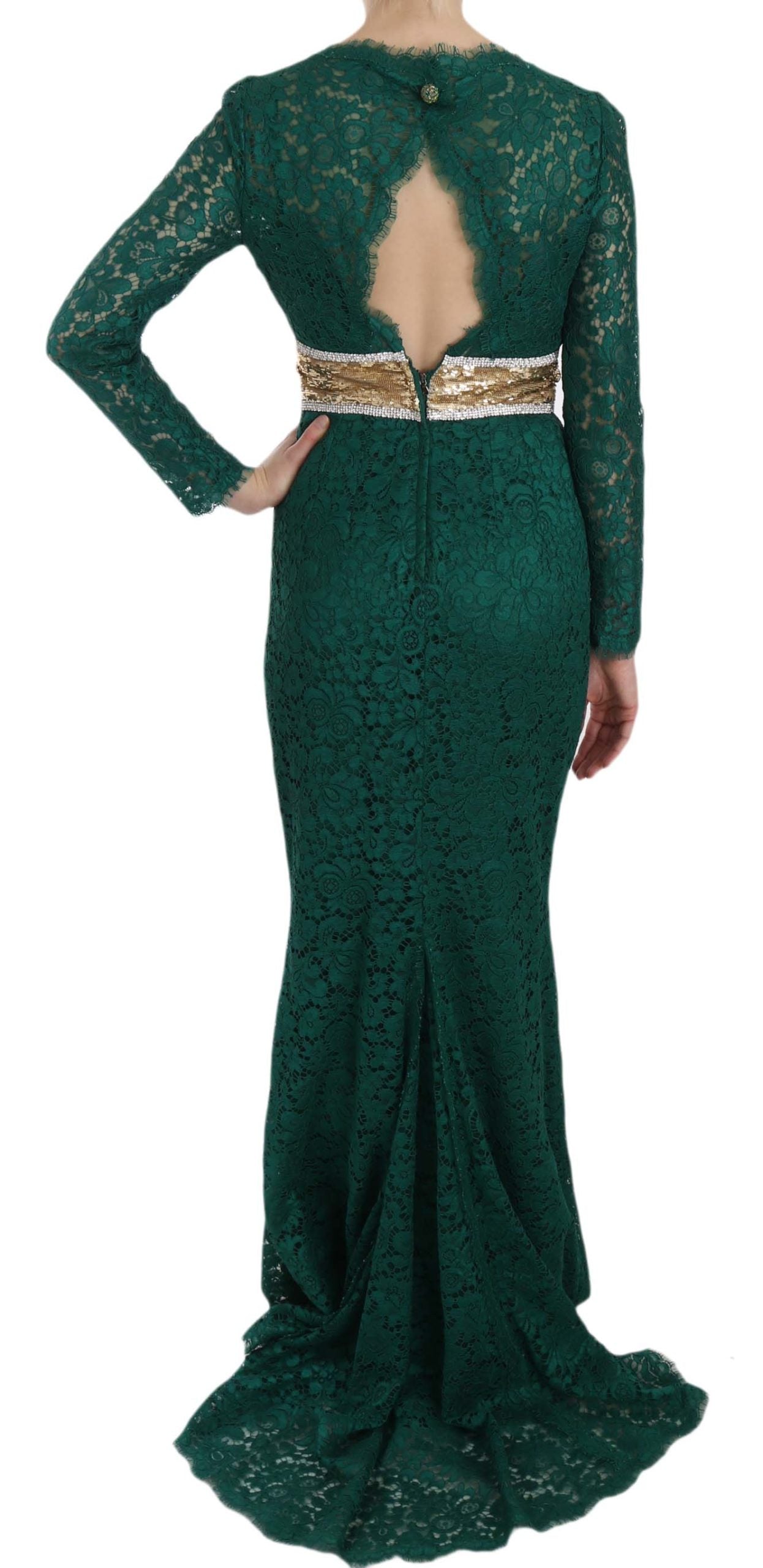 Robe fourreau en dentelle avec ceinture dorée et cristaux Dolce & Gabbana