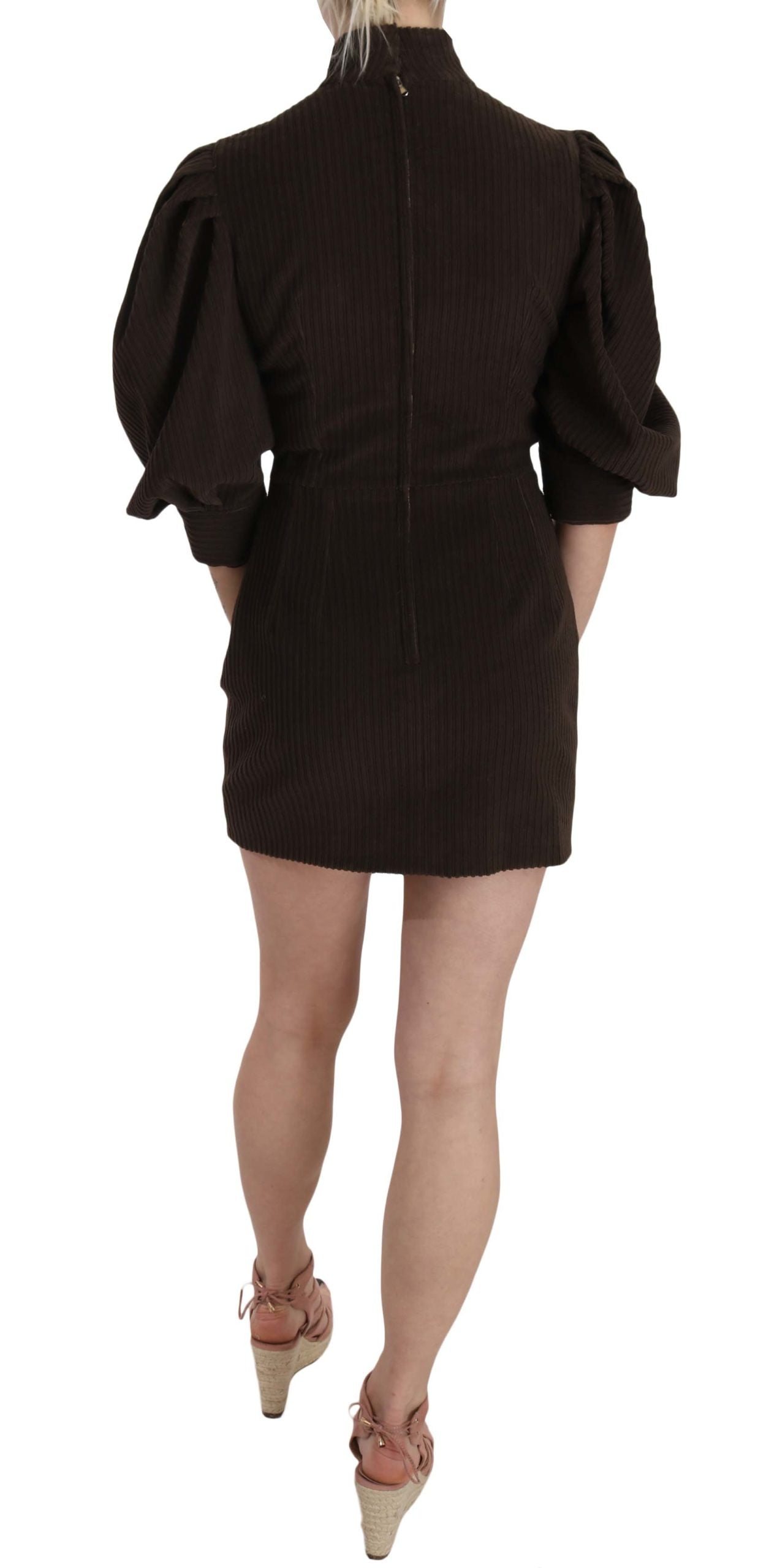 Mini-robe moulante en velours côtelé marron Dolce & Gabbana