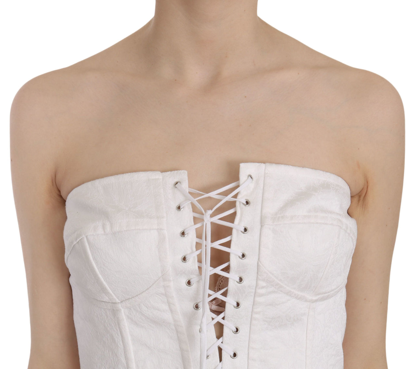 Dolce & Gabbana Weißes PALERMO-Bustier-Top-Korsett aus Baumwolle