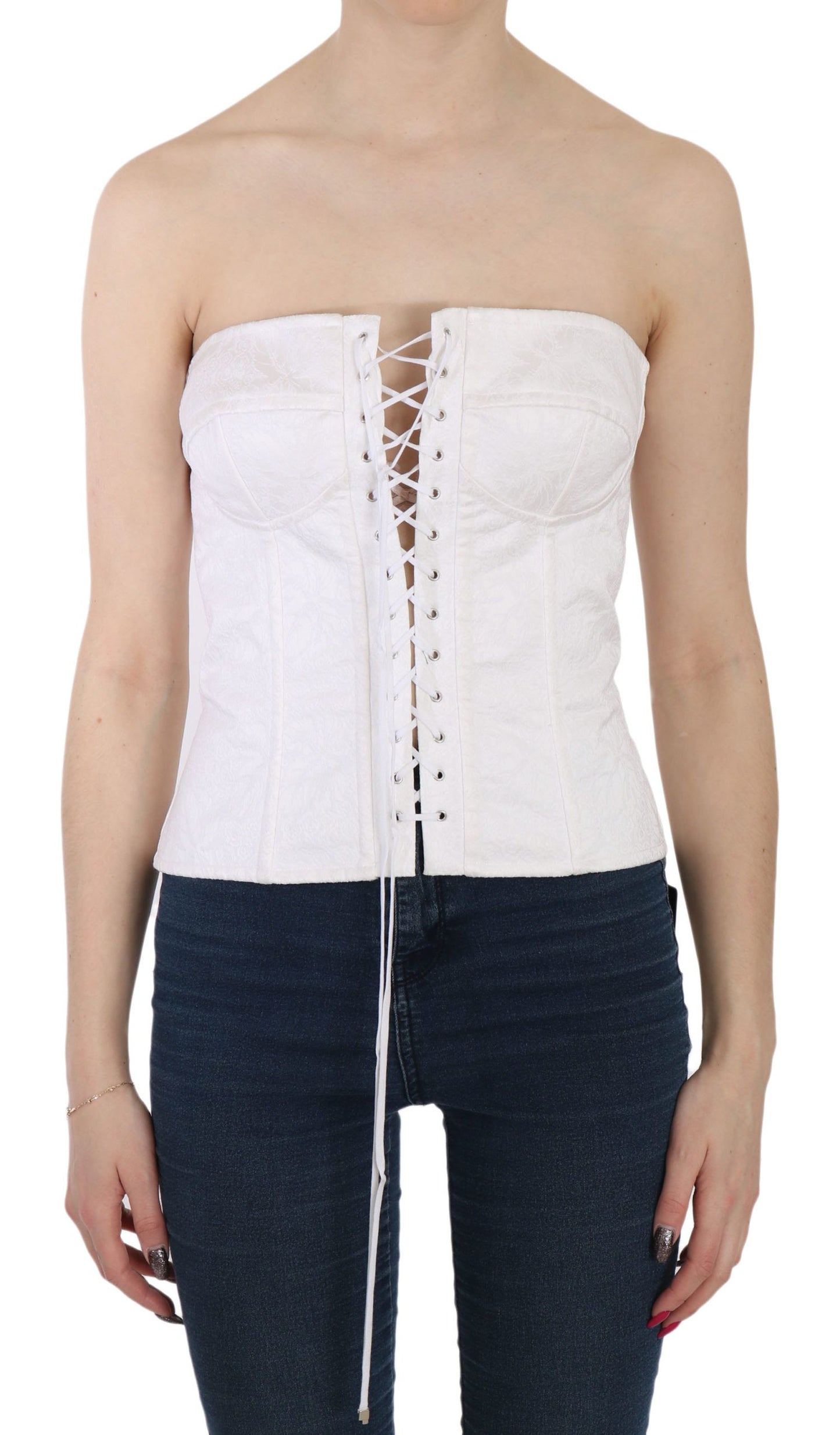 Dolce & Gabbana Weißes PALERMO-Bustier-Top-Korsett aus Baumwolle