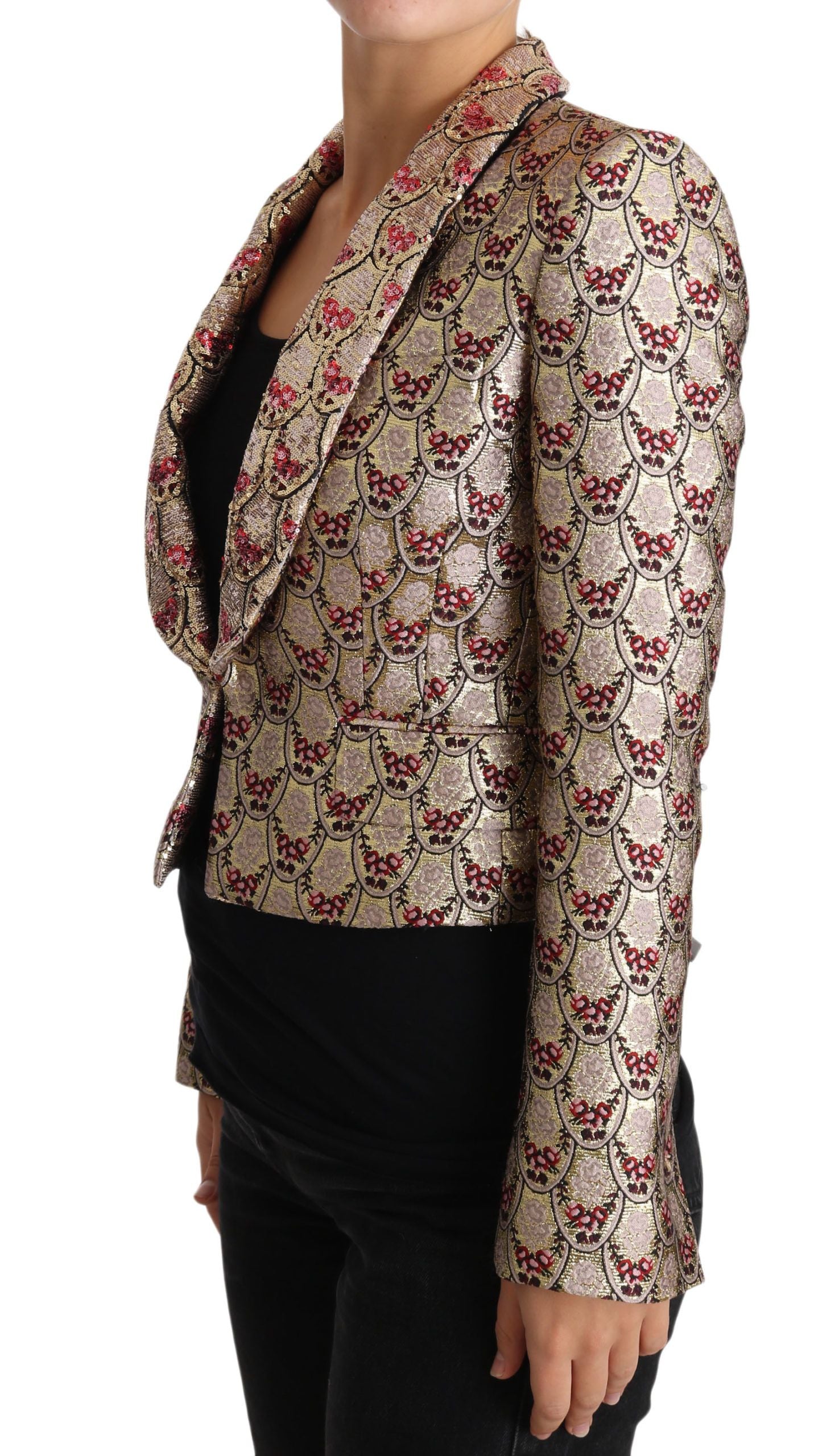 Dolce & Gabbana - Veste blazer à paillettes florales dorées
