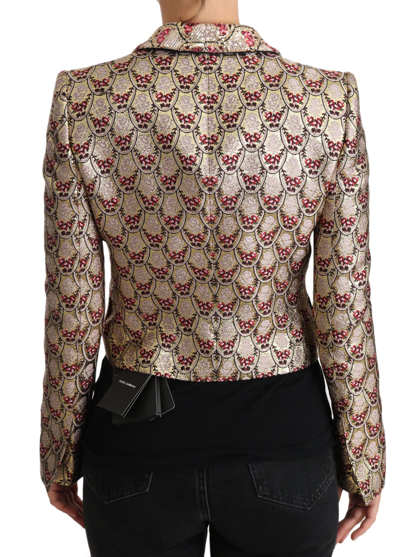 Dolce & Gabbana - Veste blazer à paillettes florales dorées