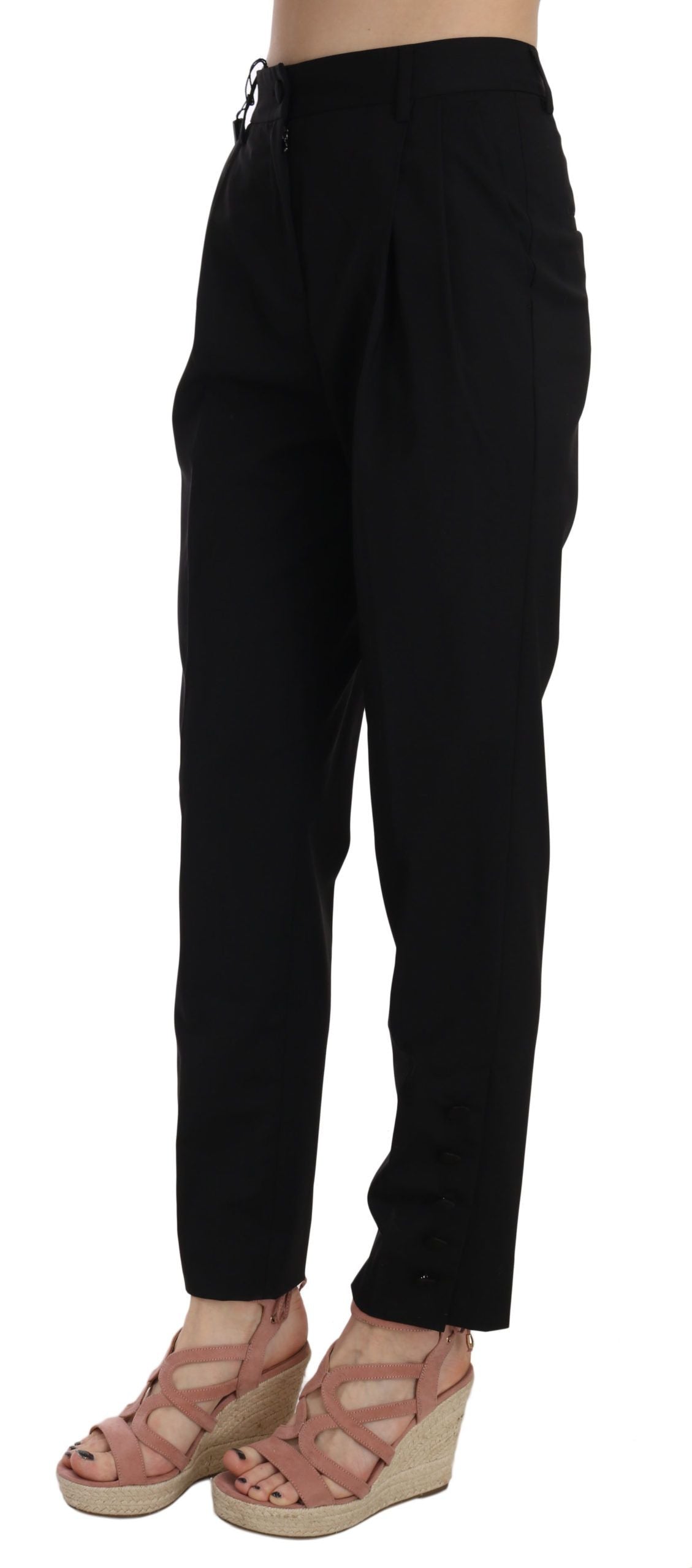 Pantalon fuselé plissé à boutons noirs Dolce & Gabbana