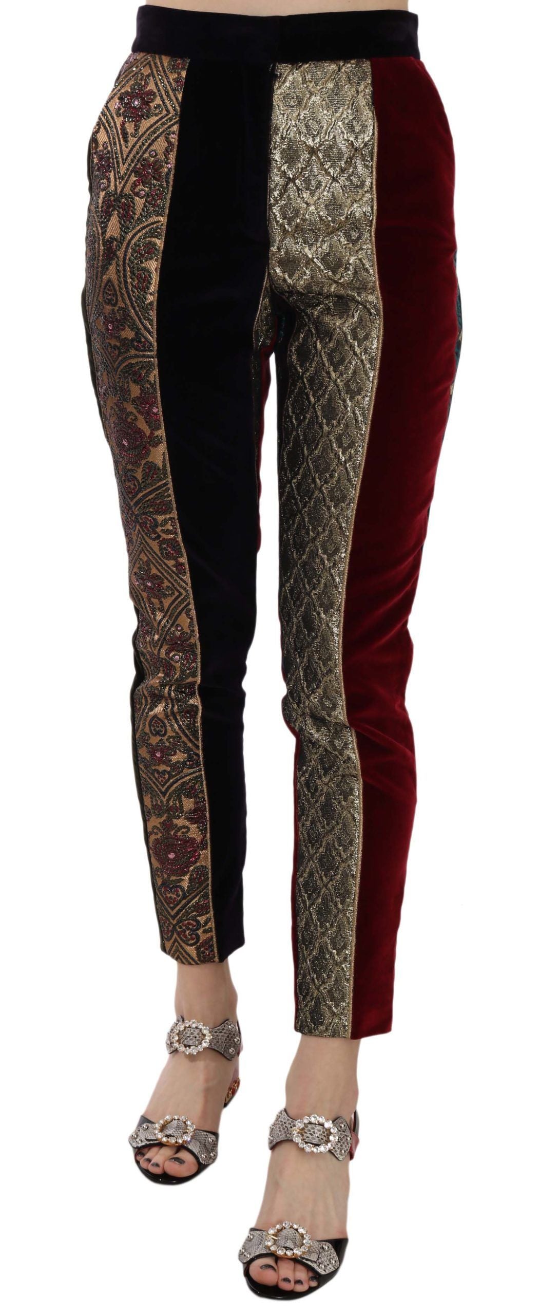 Pantalon fuselé court en jacquard multicolore Dolce & Gabbana