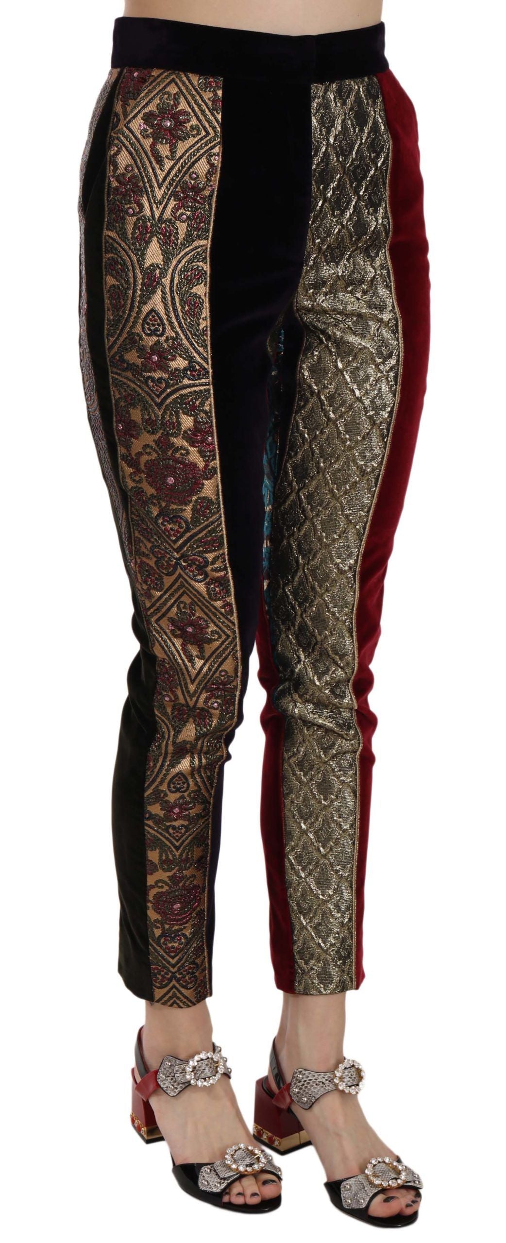 Pantalon fuselé court en jacquard multicolore Dolce & Gabbana