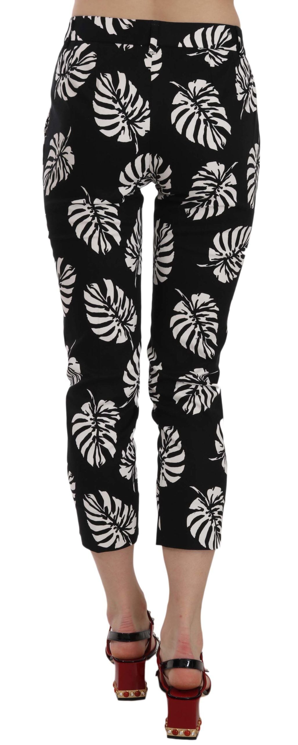 Pantalon skinny noir à imprimé feuilles de palmier Dolce & Gabbana