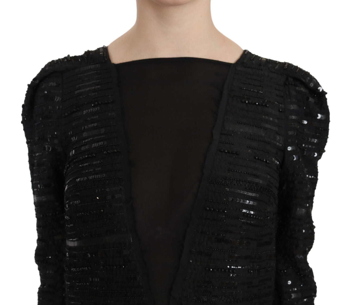 Robe longue en soie noire à paillettes John Richmond
