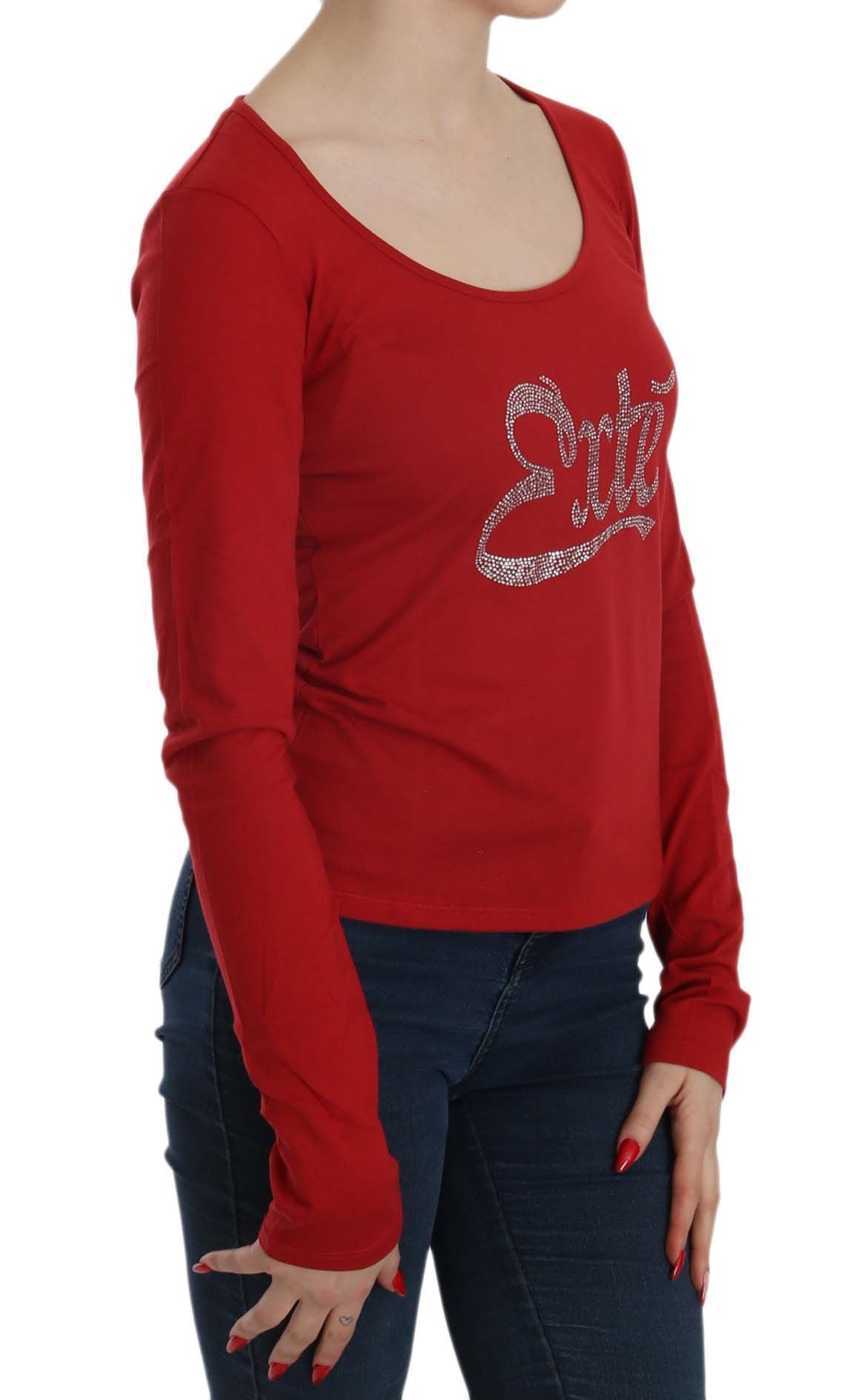 Exte – Langärmlige Bluse mit Kristallverzierung in Rot