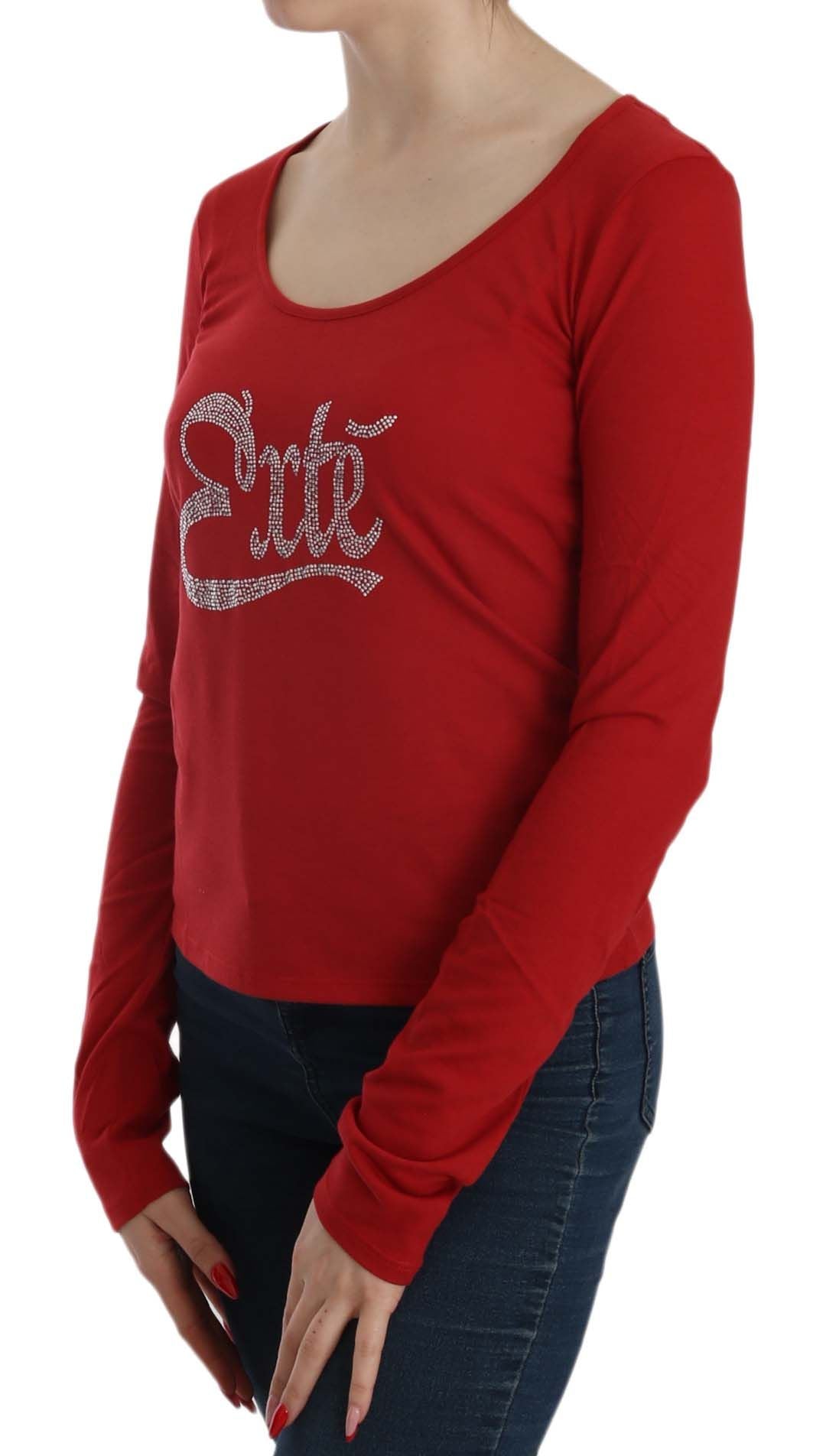 Exte – Langärmlige Bluse mit Kristallverzierung in Rot