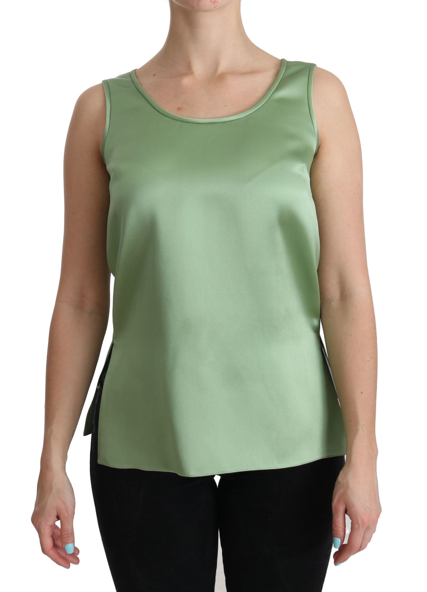 Chemisier débardeur vert sans manches Dolce & Gabbana 100 % soie