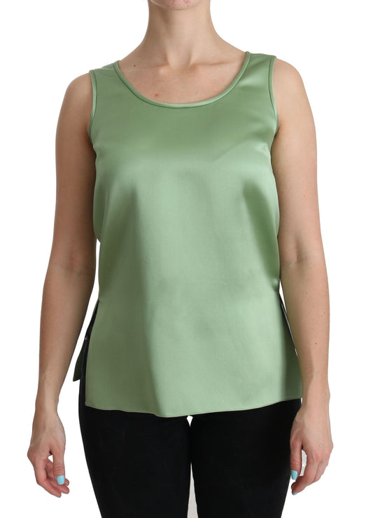 Chemisier débardeur vert sans manches Dolce & Gabbana 100 % soie