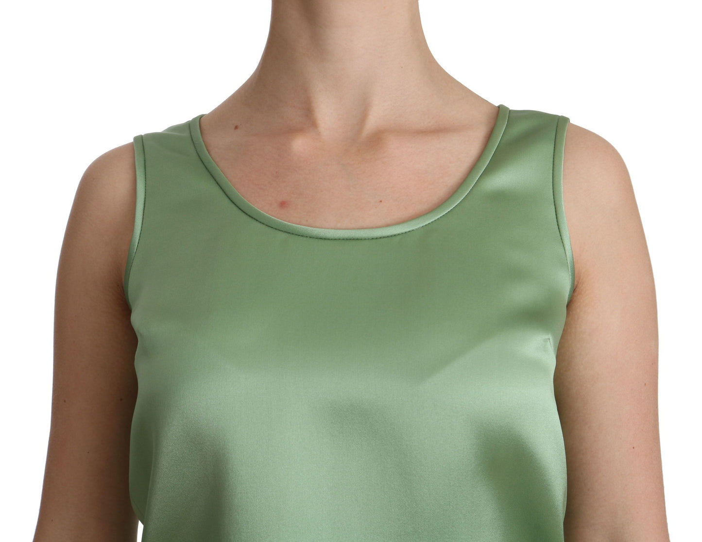 Chemisier débardeur vert sans manches Dolce & Gabbana 100 % soie