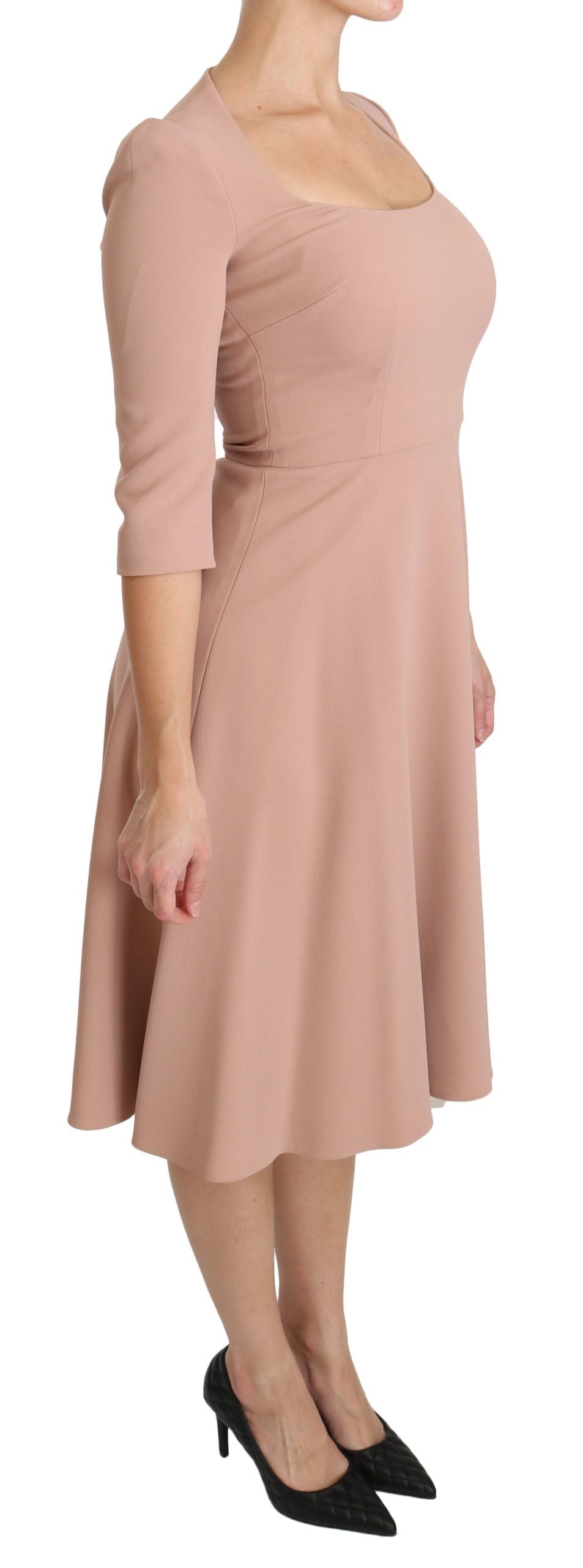 Robe trapèze rose en viscose à manches 3/4 Dolce & Gabbana