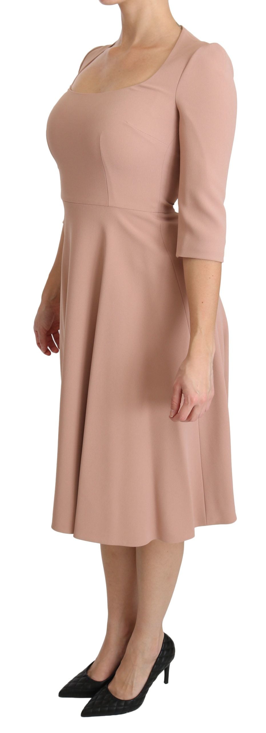 Robe trapèze rose en viscose à manches 3/4 Dolce & Gabbana