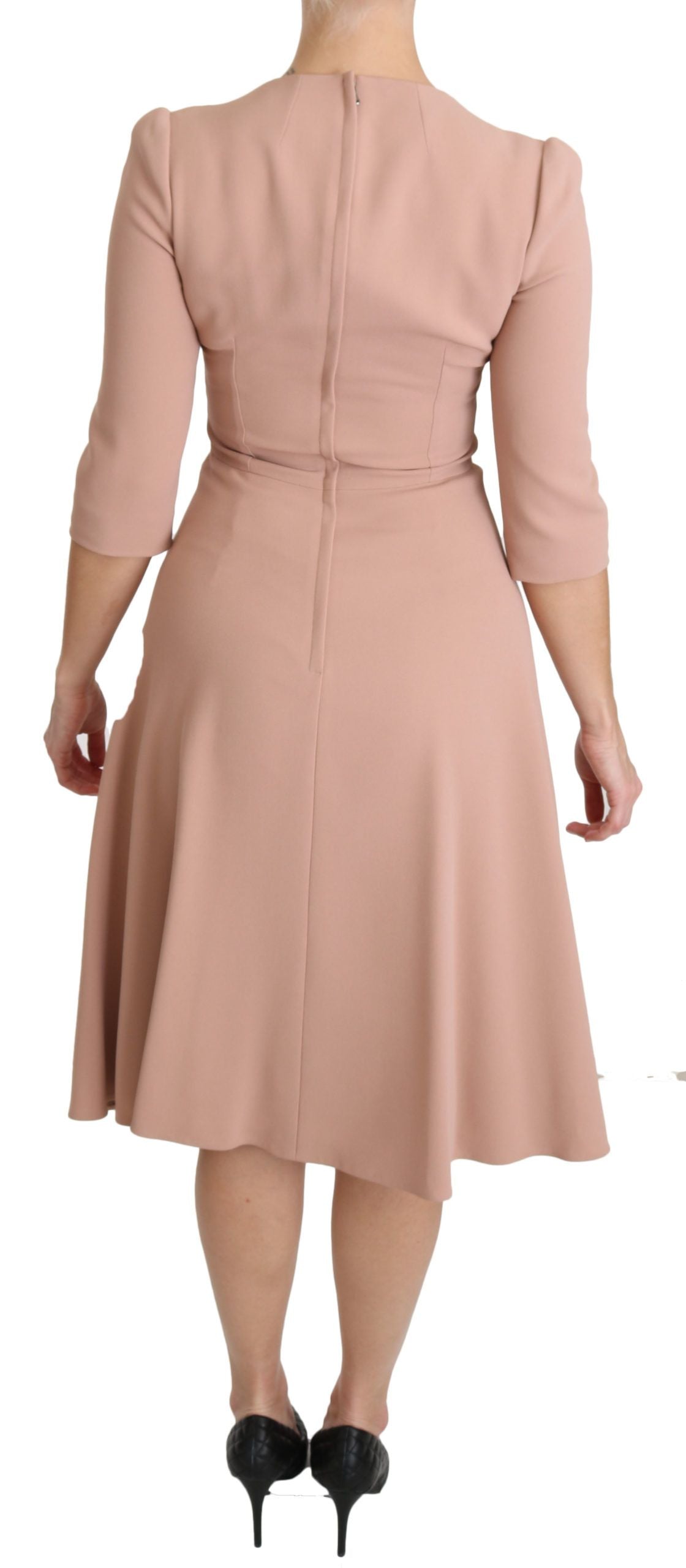 Robe trapèze rose en viscose à manches 3/4 Dolce & Gabbana