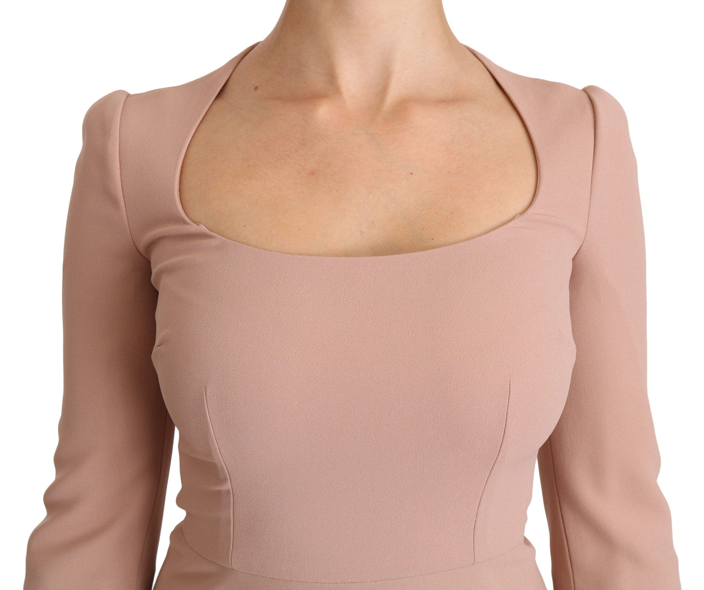 Robe trapèze rose en viscose à manches 3/4 Dolce & Gabbana