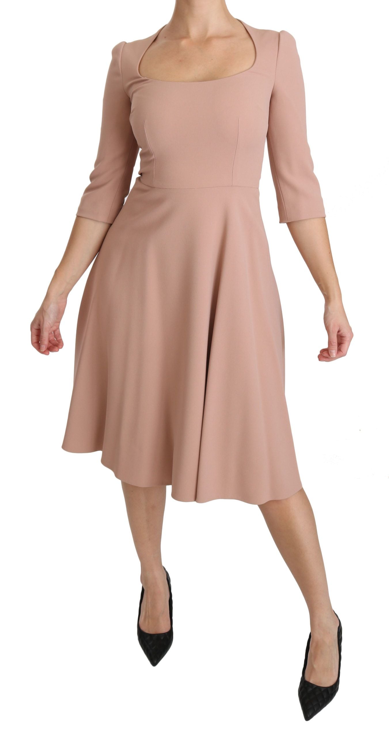 Robe trapèze rose en viscose à manches 3/4 Dolce & Gabbana