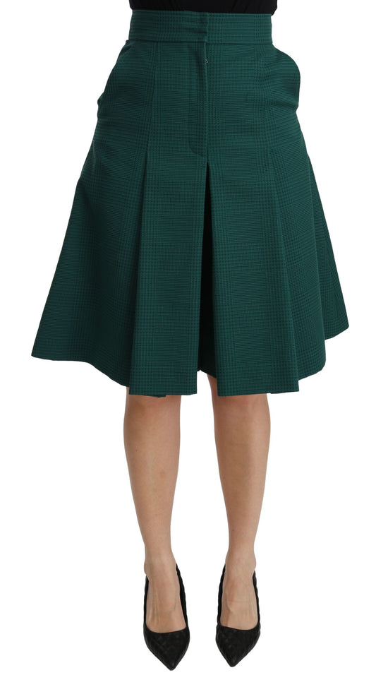 Jupe trapèze plissée taille haute en coton vert Dolce & Gabbana