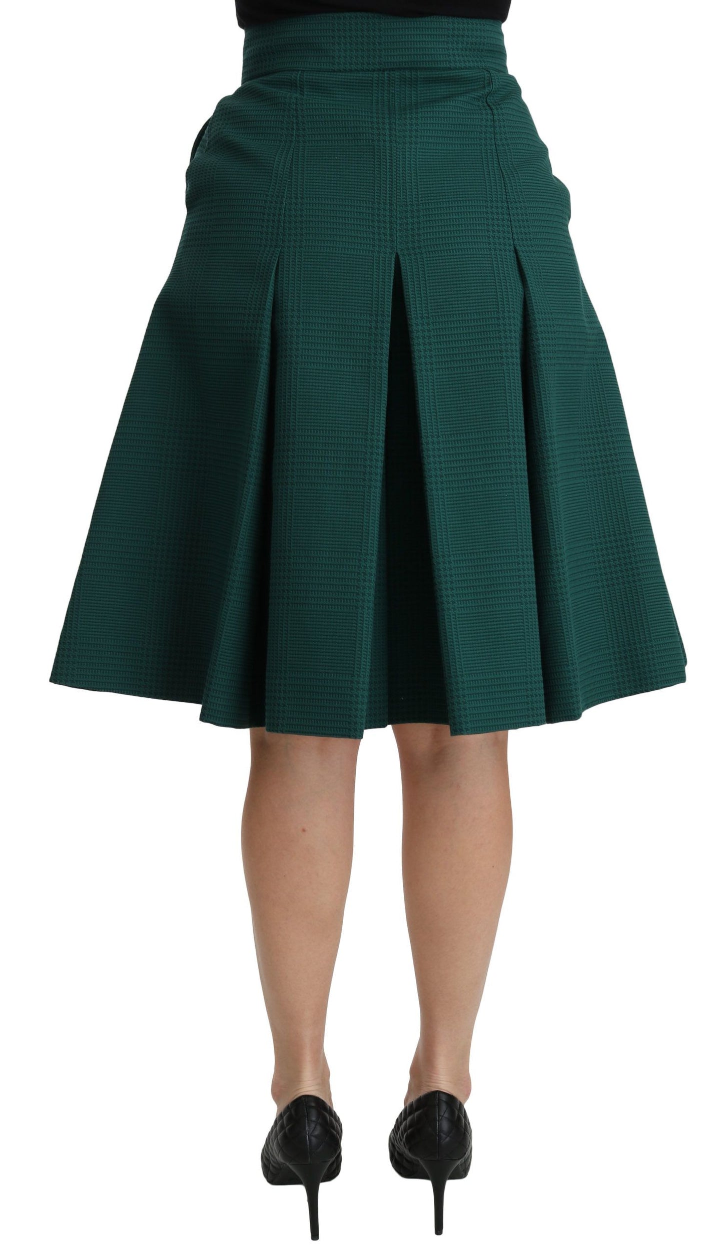 Jupe trapèze plissée taille haute en coton vert Dolce & Gabbana