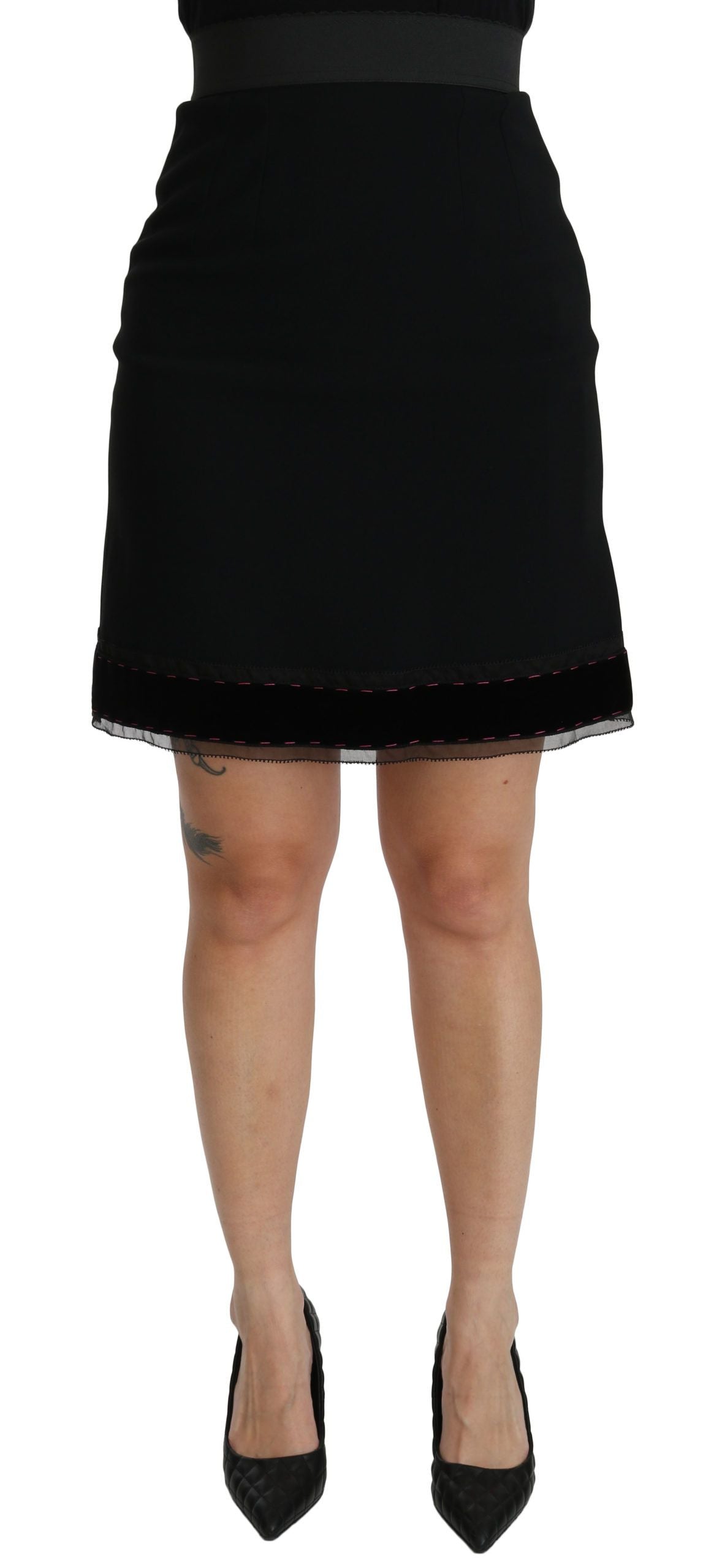 Mini-jupe trapèze taille haute en viscose noire Dolce & Gabbana