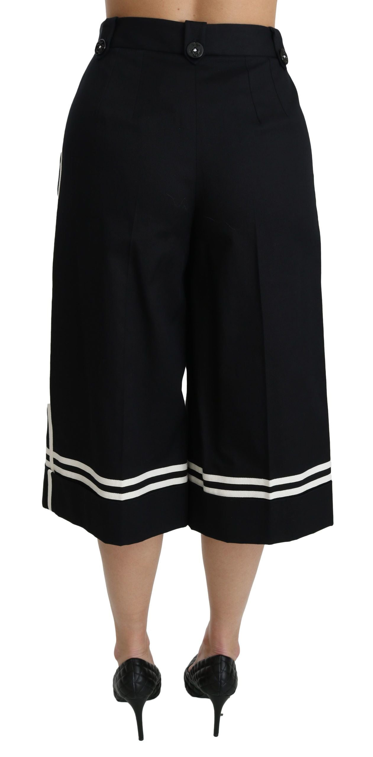 Pantalon court Palazzo noir orné de citron Dolce & Gabbana