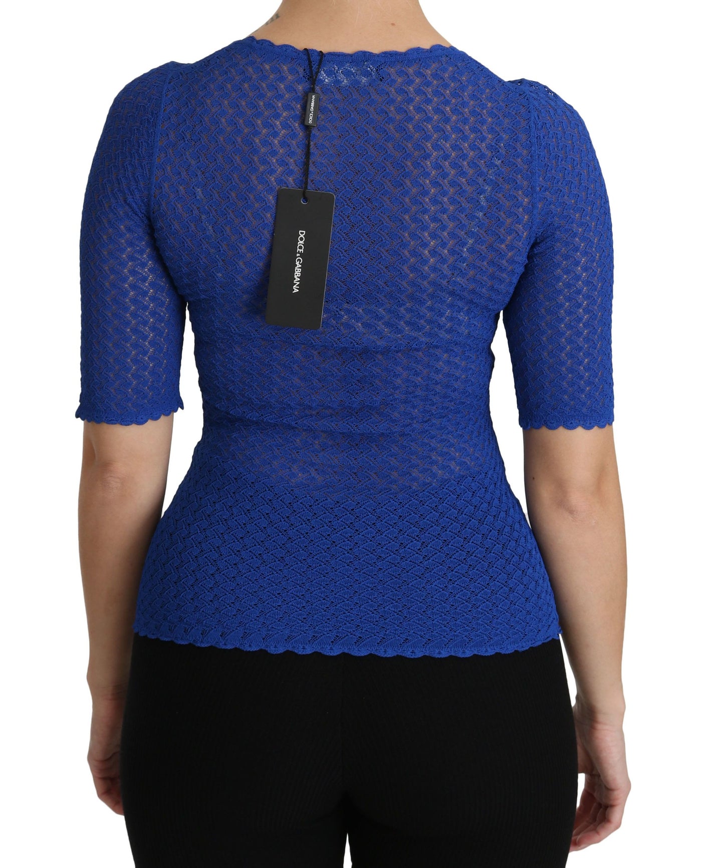 Chemisier en viscose bleu transparent à col rond Dolce & Gabbana