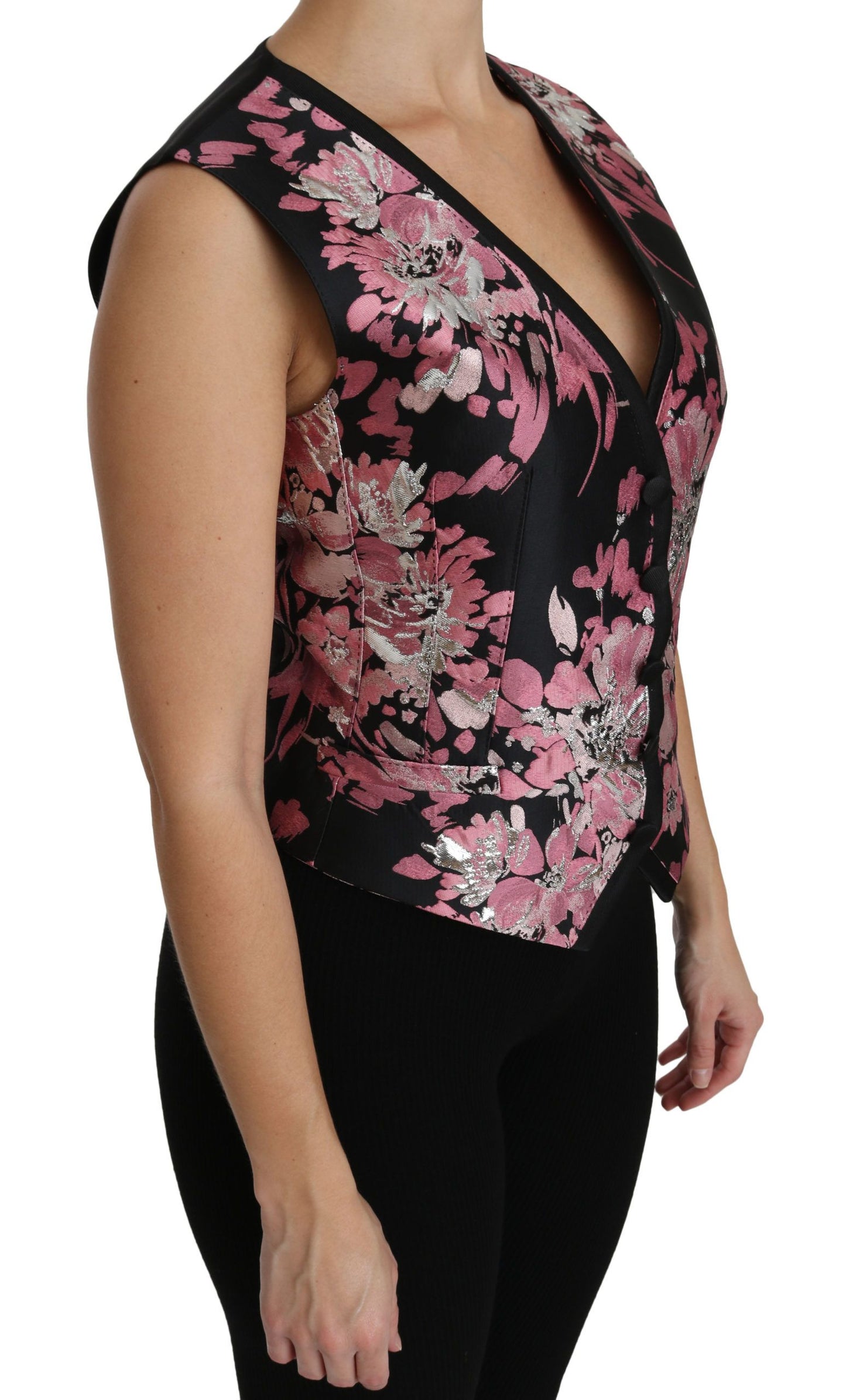 Dolce & Gabbana Gilet à fleurs noir et rose