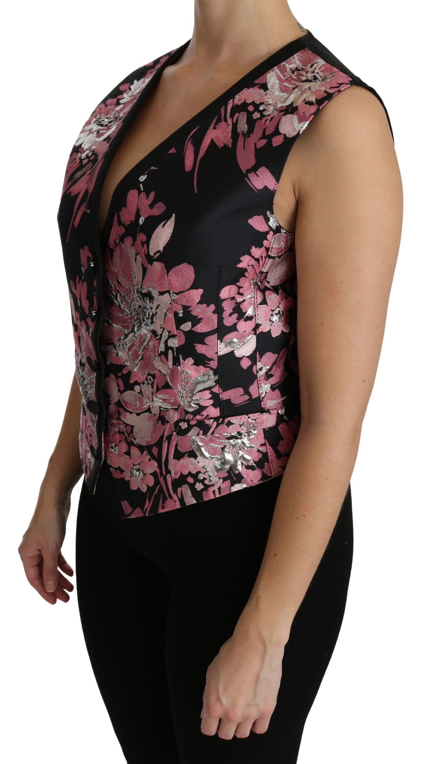 Dolce & Gabbana Gilet à fleurs noir et rose