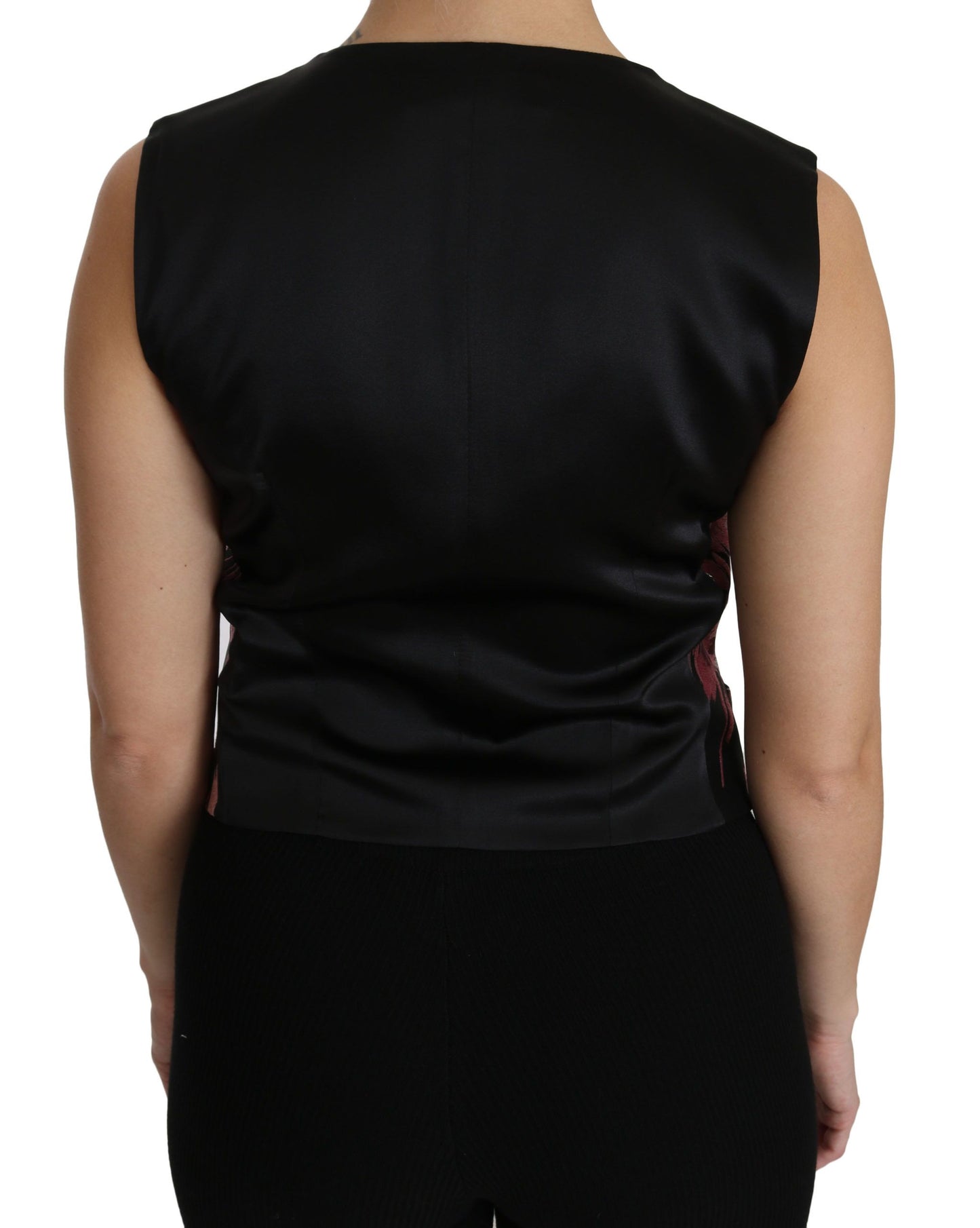 Dolce & Gabbana Gilet à fleurs noir et rose