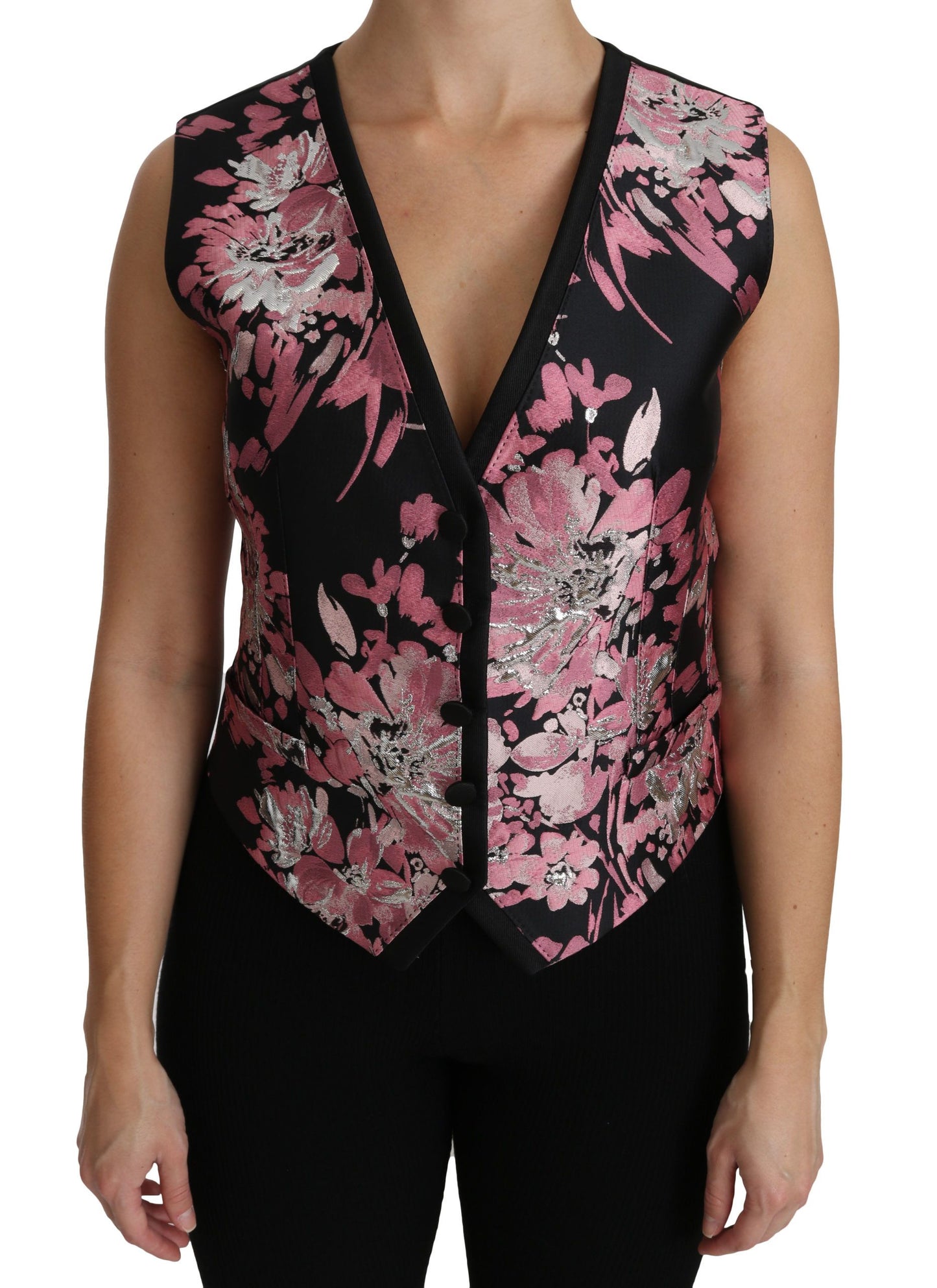 Dolce & Gabbana Gilet à fleurs noir et rose