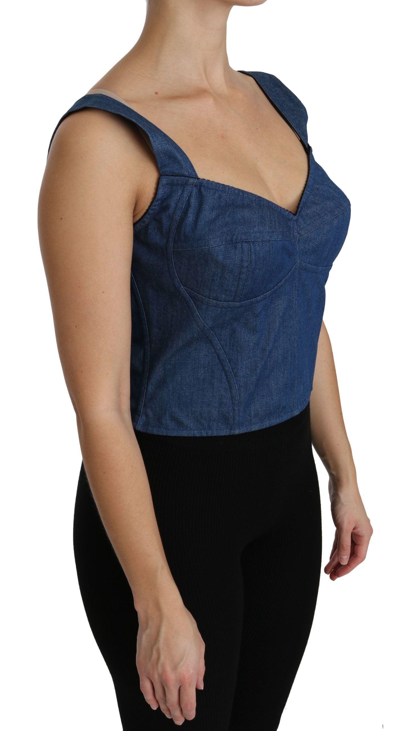 Chemisier bustier sans manches bleu Dolce & Gabbana en coton