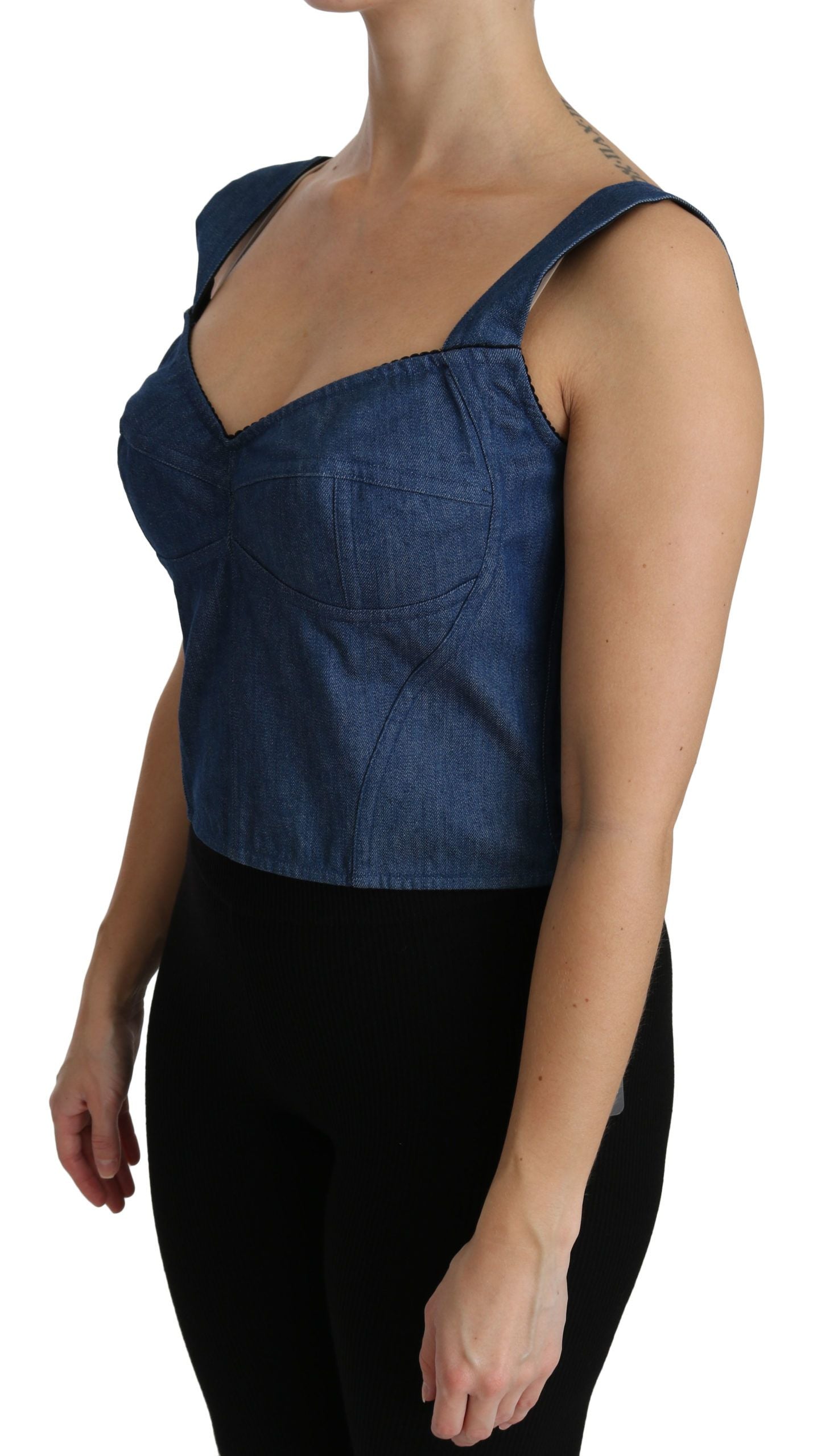 Chemisier bustier sans manches bleu Dolce & Gabbana en coton