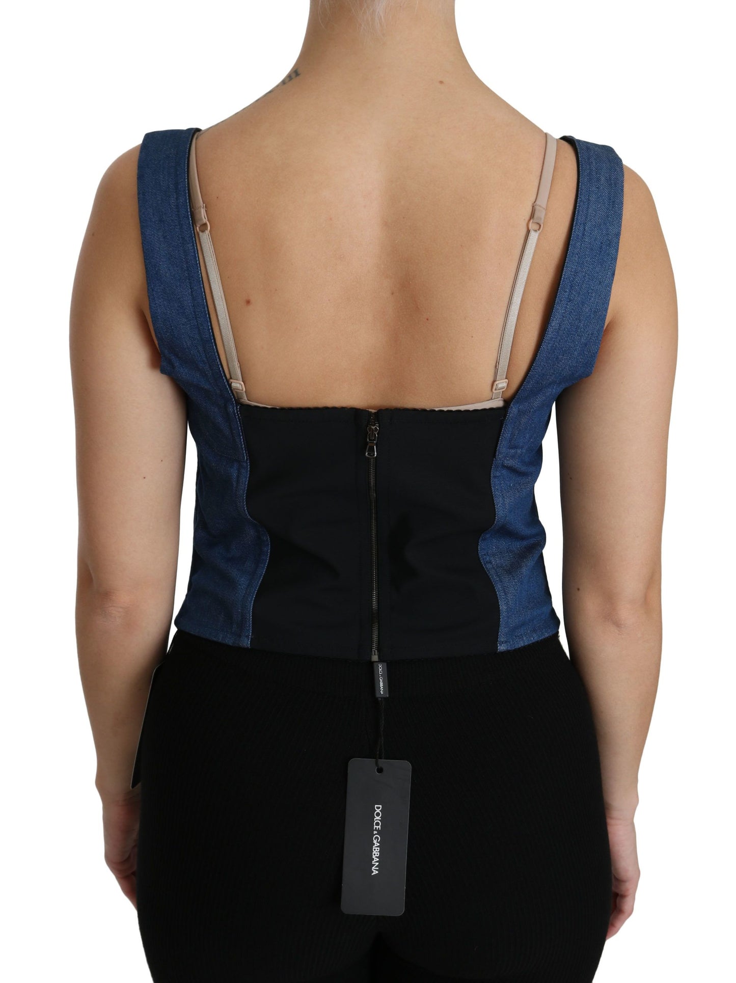 Chemisier bustier sans manches bleu Dolce & Gabbana en coton