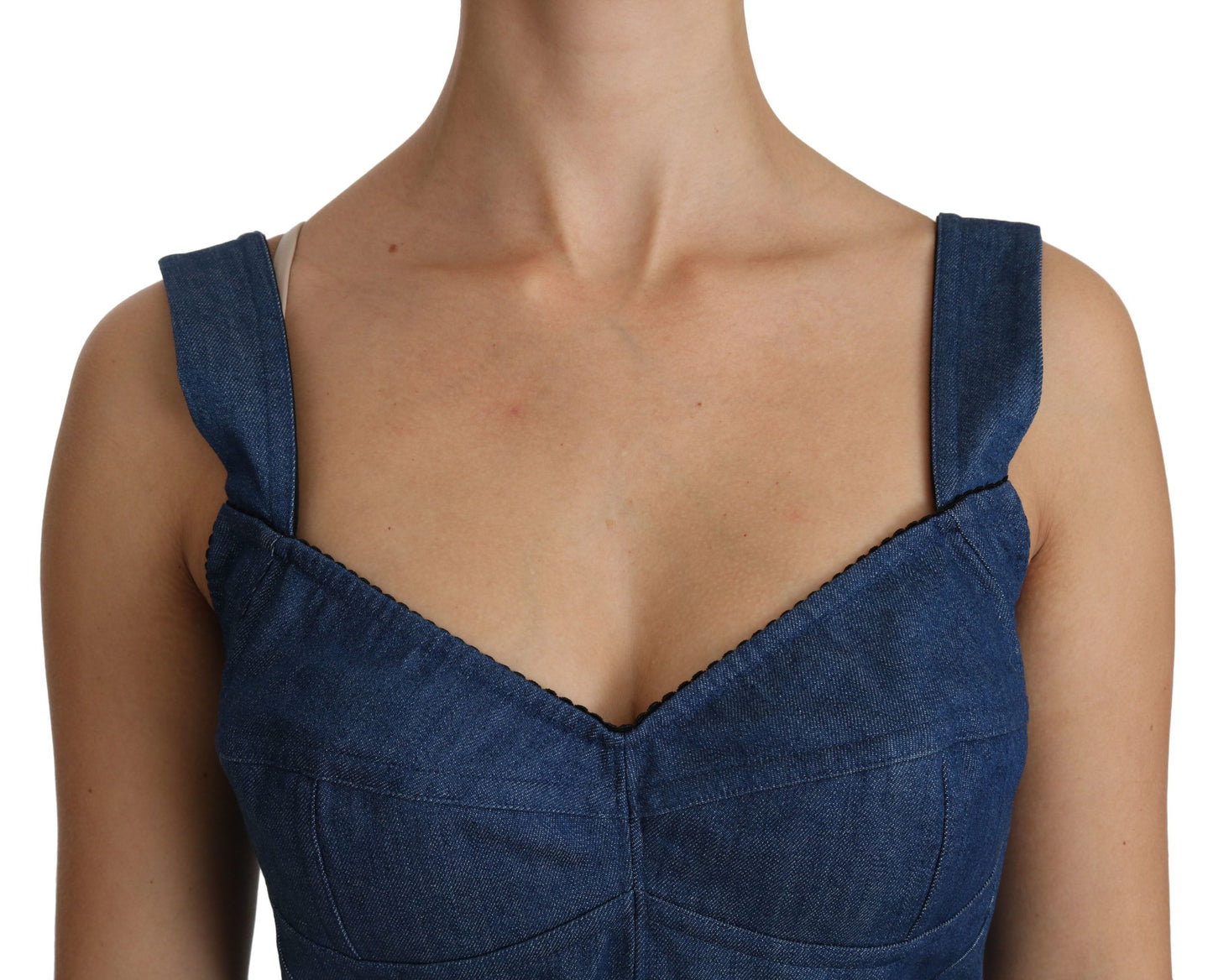 Chemisier bustier sans manches bleu Dolce & Gabbana en coton