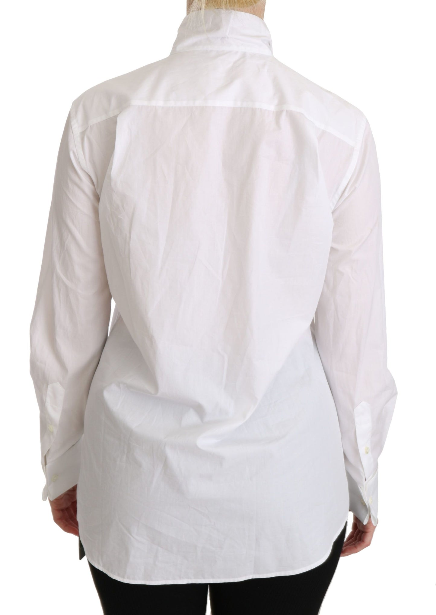 Dolce & Gabbana, weißes Poloshirt mit Rollkragen und langen Ärmeln