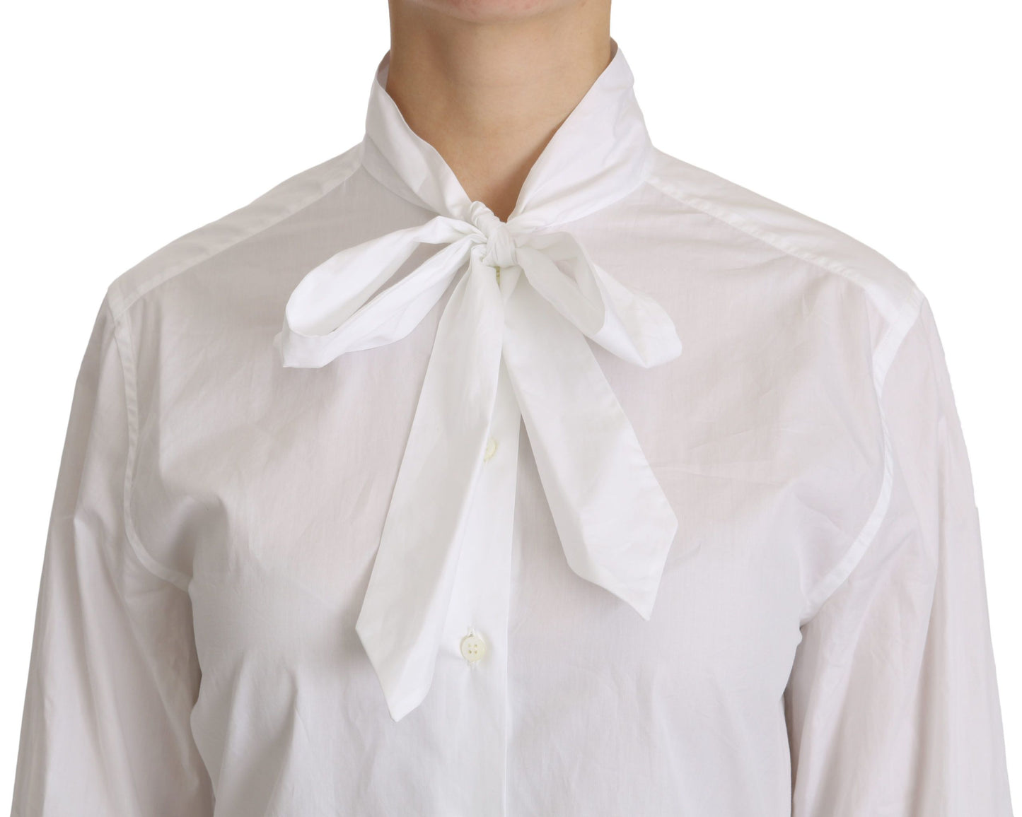 Dolce & Gabbana, weißes Poloshirt mit Rollkragen und langen Ärmeln