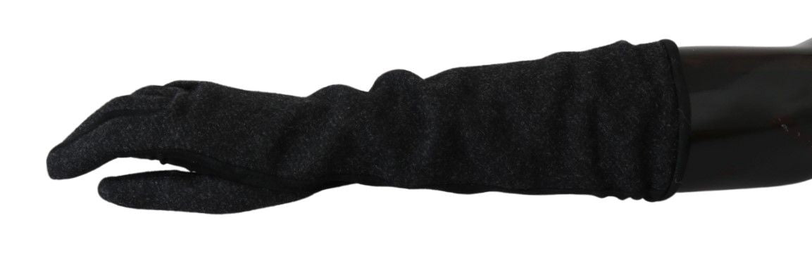 Gants en laine mi-longs noirs et gris Dolce & Gabbana