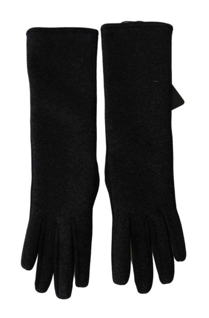 Gants en laine mi-longs noirs et gris Dolce & Gabbana