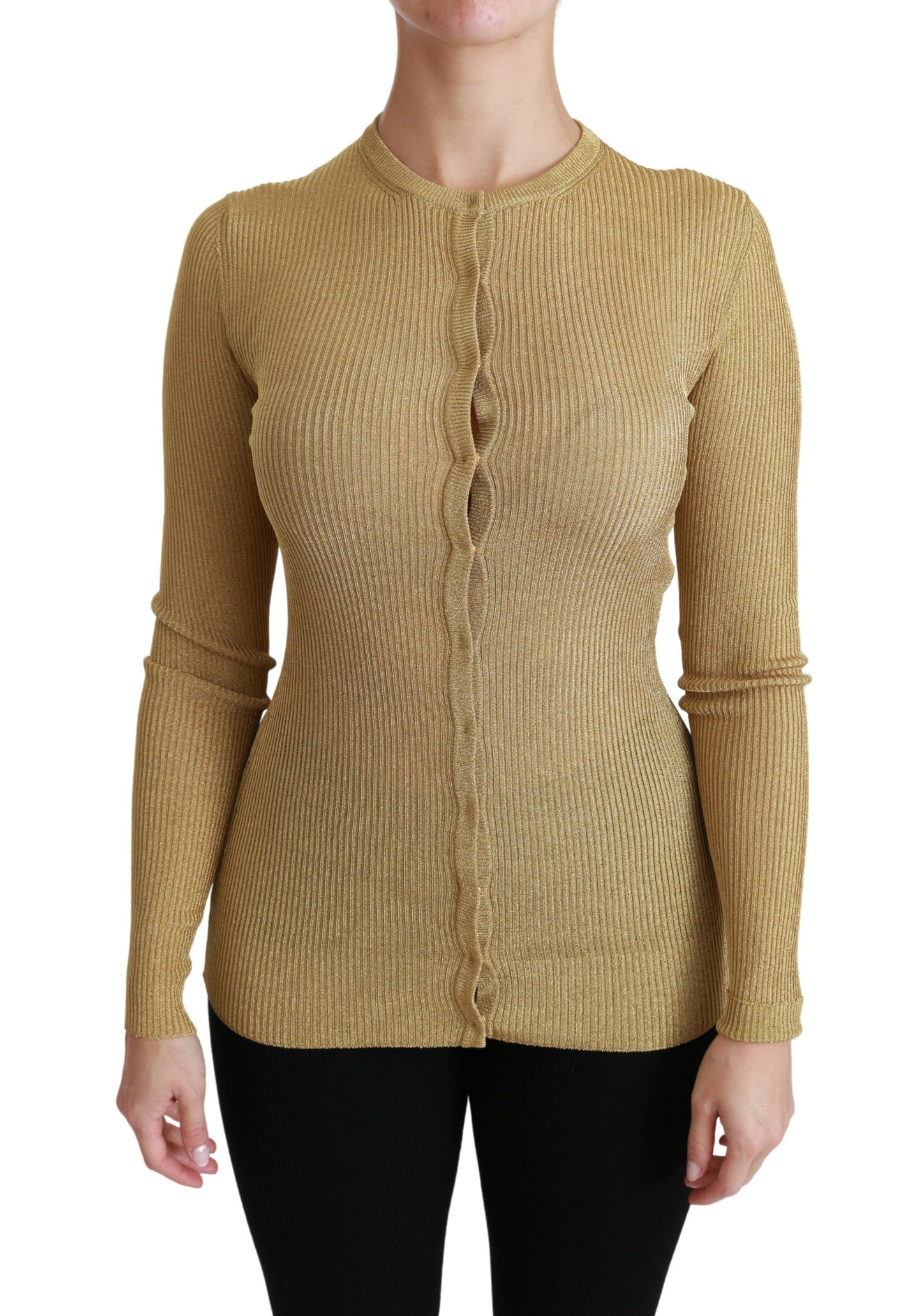 Dolce & Gabbana Cardigan à manches longues doré Pull en viscose