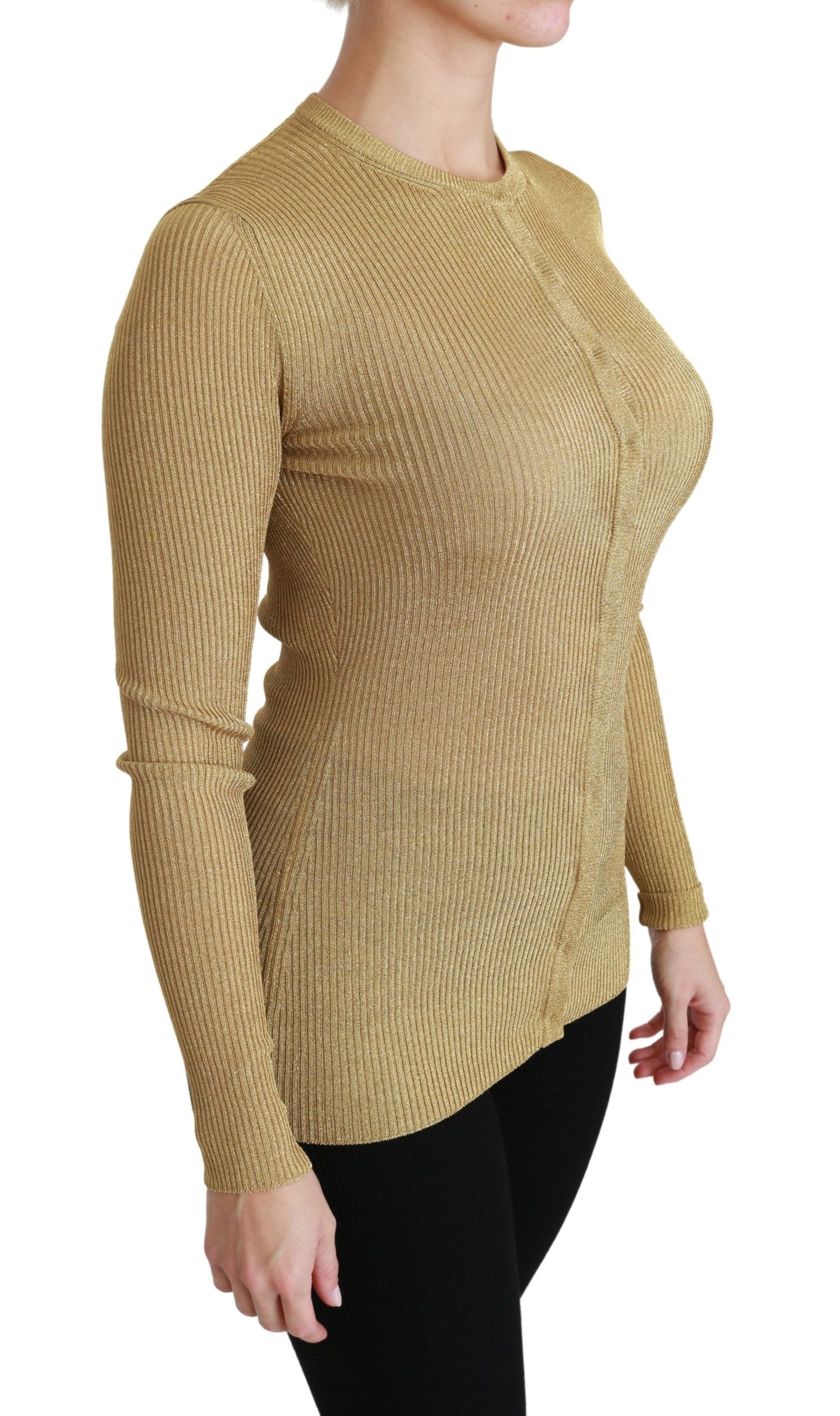 Dolce & Gabbana Cardigan à manches longues doré Pull en viscose