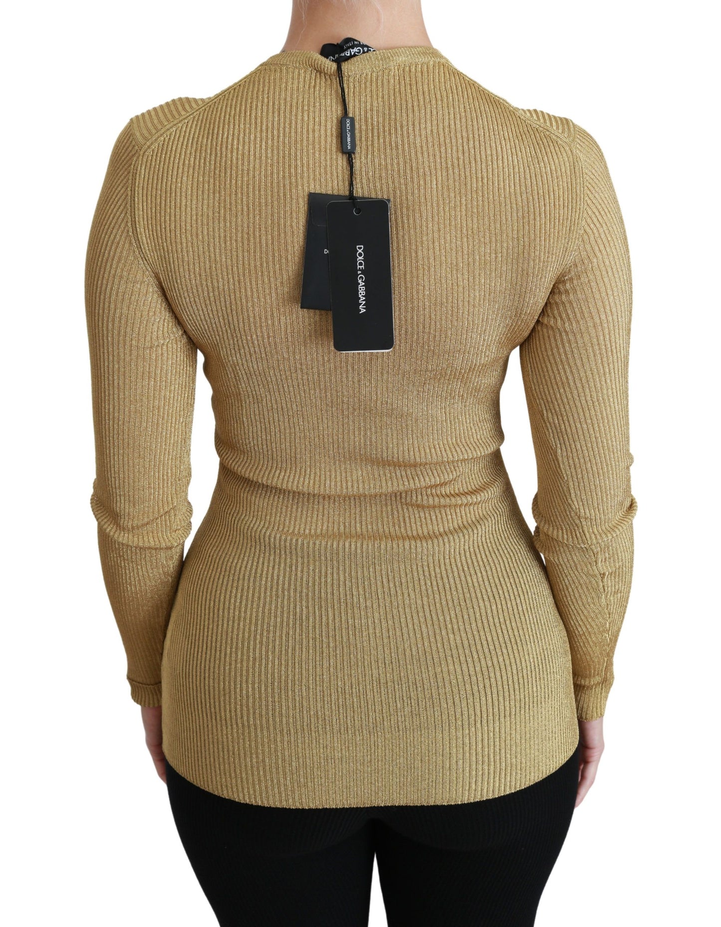 Dolce & Gabbana Cardigan à manches longues doré Pull en viscose