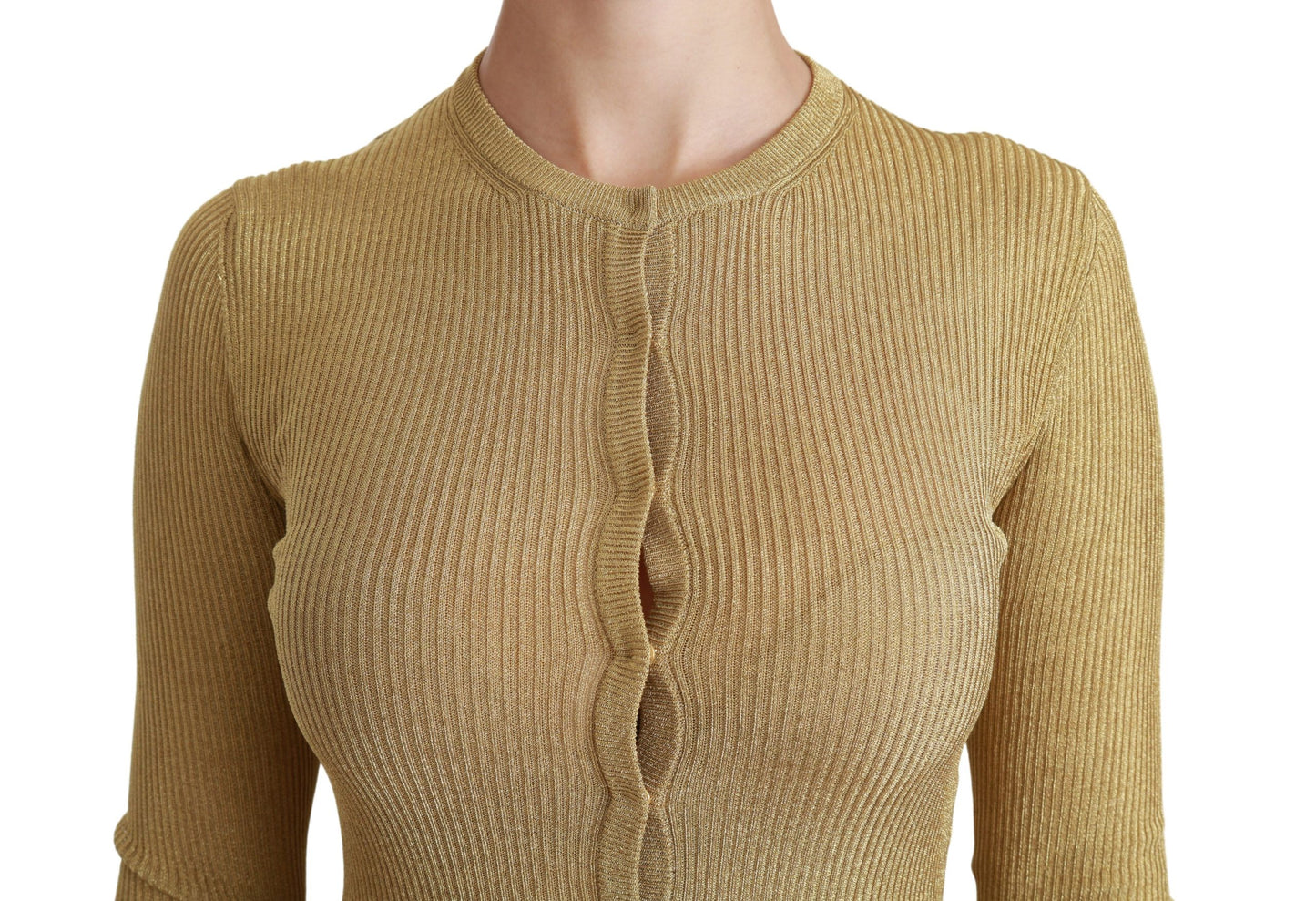 Dolce & Gabbana Cardigan à manches longues doré Pull en viscose